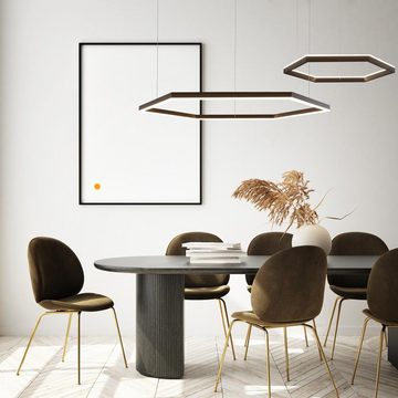 s.luce Pendelleuchte LED Hängeleuchte Hexa Ø 60cm direkt oder indirekt Gold, Warmweiß