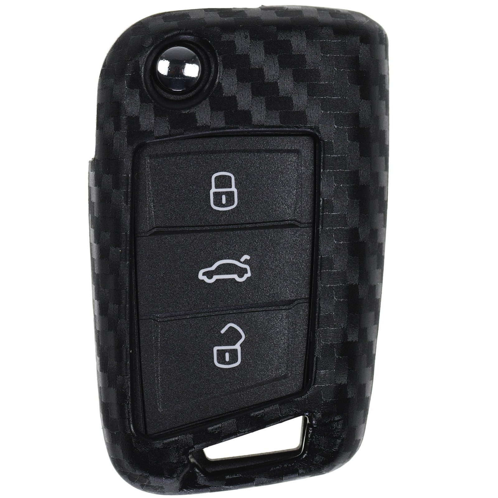 mt-key Schlüsseltasche Autoschlüssel Softcase Silikon Schutzhülle im Carbon Look, für Golf 7 Polo 6C Seat Ateca Arona Leon Skoda Octavia Superb Kodiaq