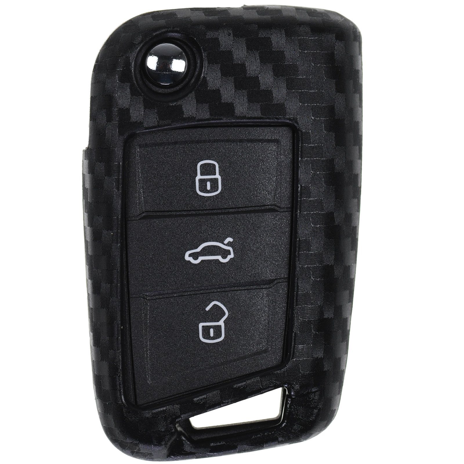 Schlüsseltasche Ateca Autoschlüssel Seat mt-key Silikon Look, Skoda im Superb Schutzhülle für Carbon Octavia 7 6C Arona Golf Leon Softcase Polo Kodiaq