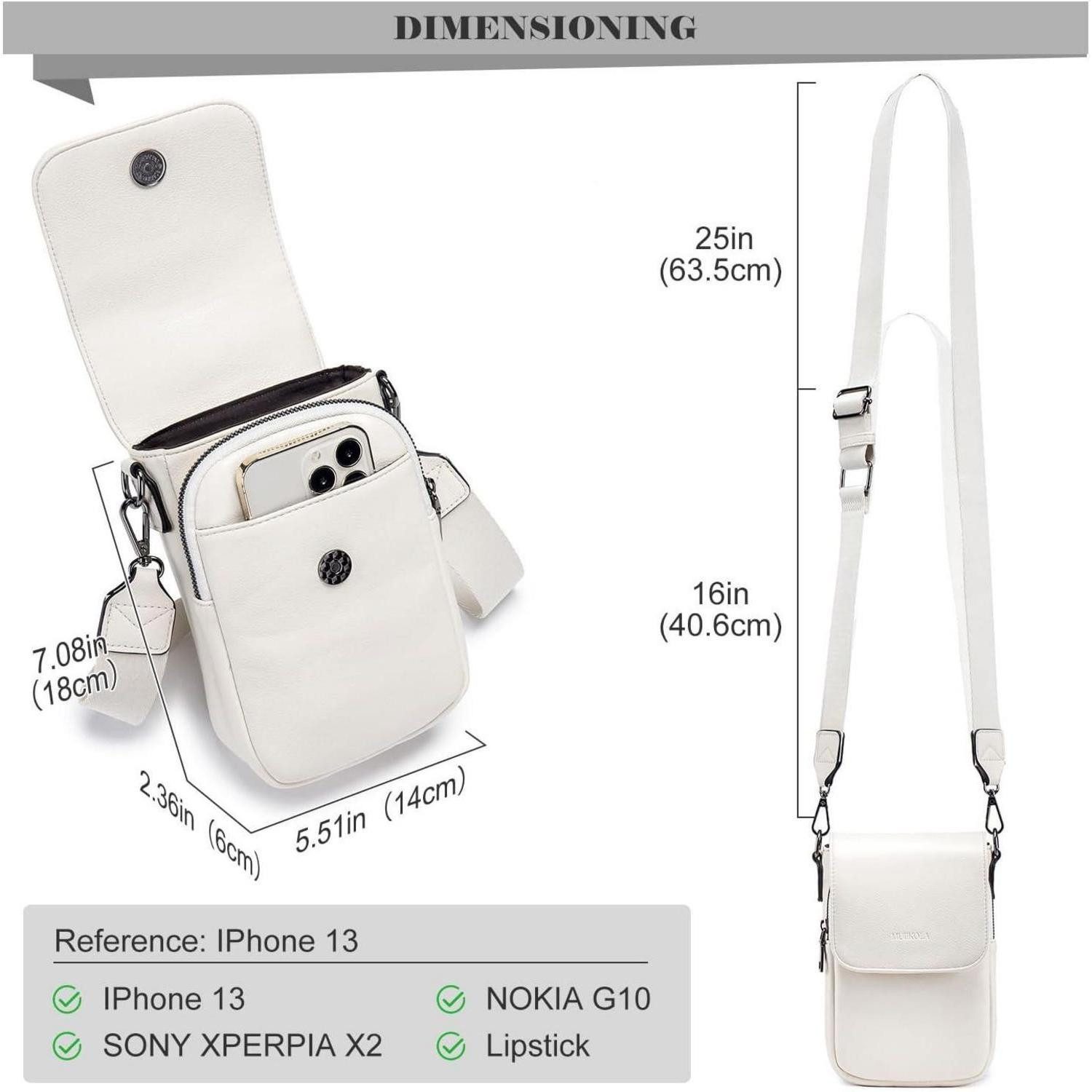 LuxusKollektion Umhängetasche Handytasche Umhängetasche RFID Leder breiter Gurt abnehmbar beige