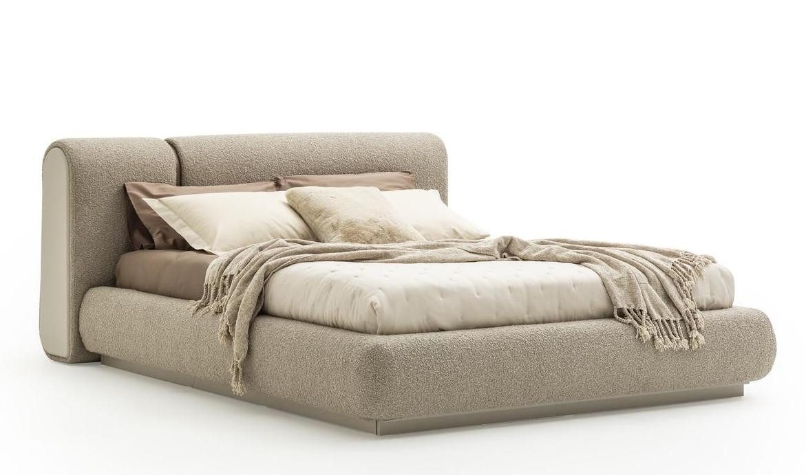 JVmoebel Polsterbett Luxus Doppelbett aus Holz in Beige mit elegantem Design, Made in Europe