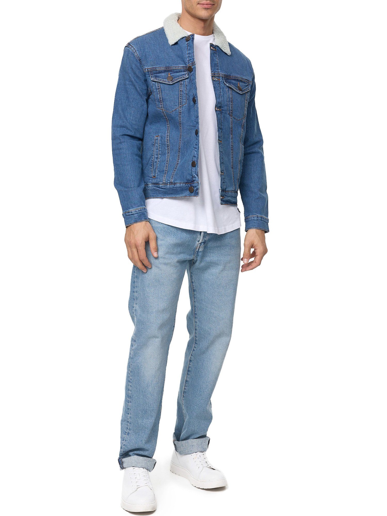 Tazzio Jeansjacke A400 Jeans mit Fellkragen Jacke blau