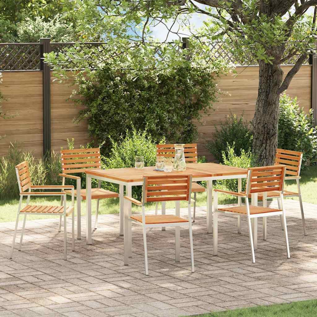 vidaXL Gartenlounge-Set Garten Essgruppe 7 Stk. Massives holz und Edelstahl, (7-tlg)