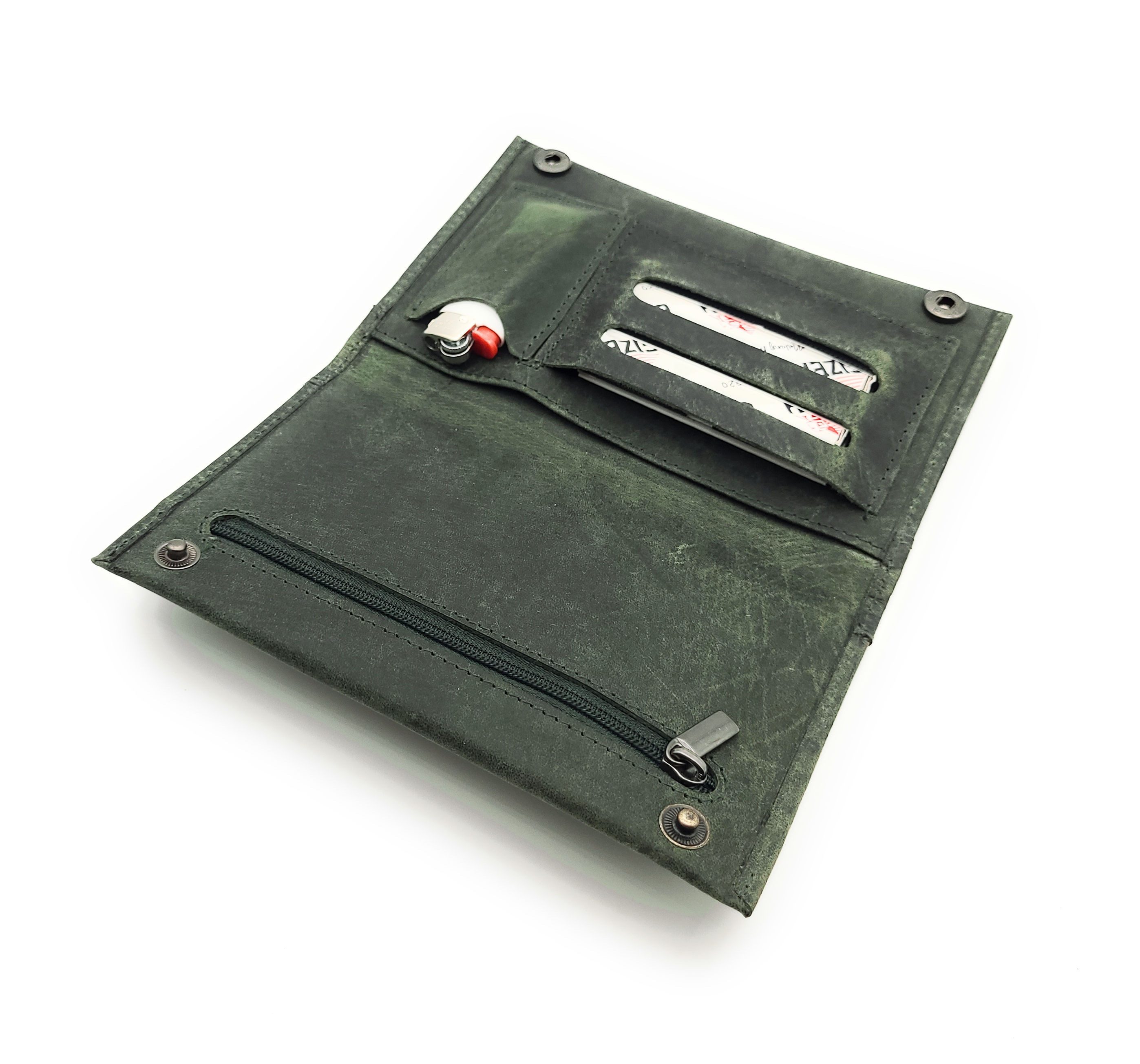 Lemasi Tabakbeutel echt Leder Tabaktasche Drehertasche Tabaketui, hält Tabak frisch, Tabakfach mit Naturkautschuk gefüttert