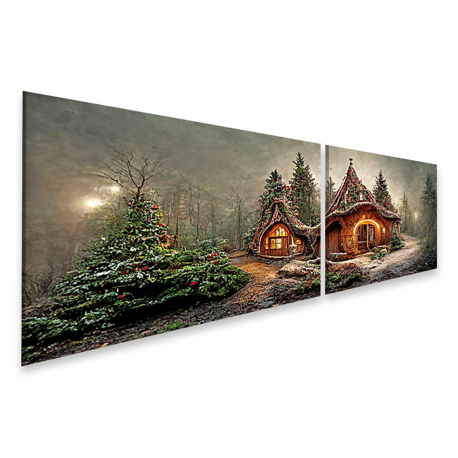 islandburner Leinwandbild Das Haus vom Weihnachtsmann im Zauberwald Bilder