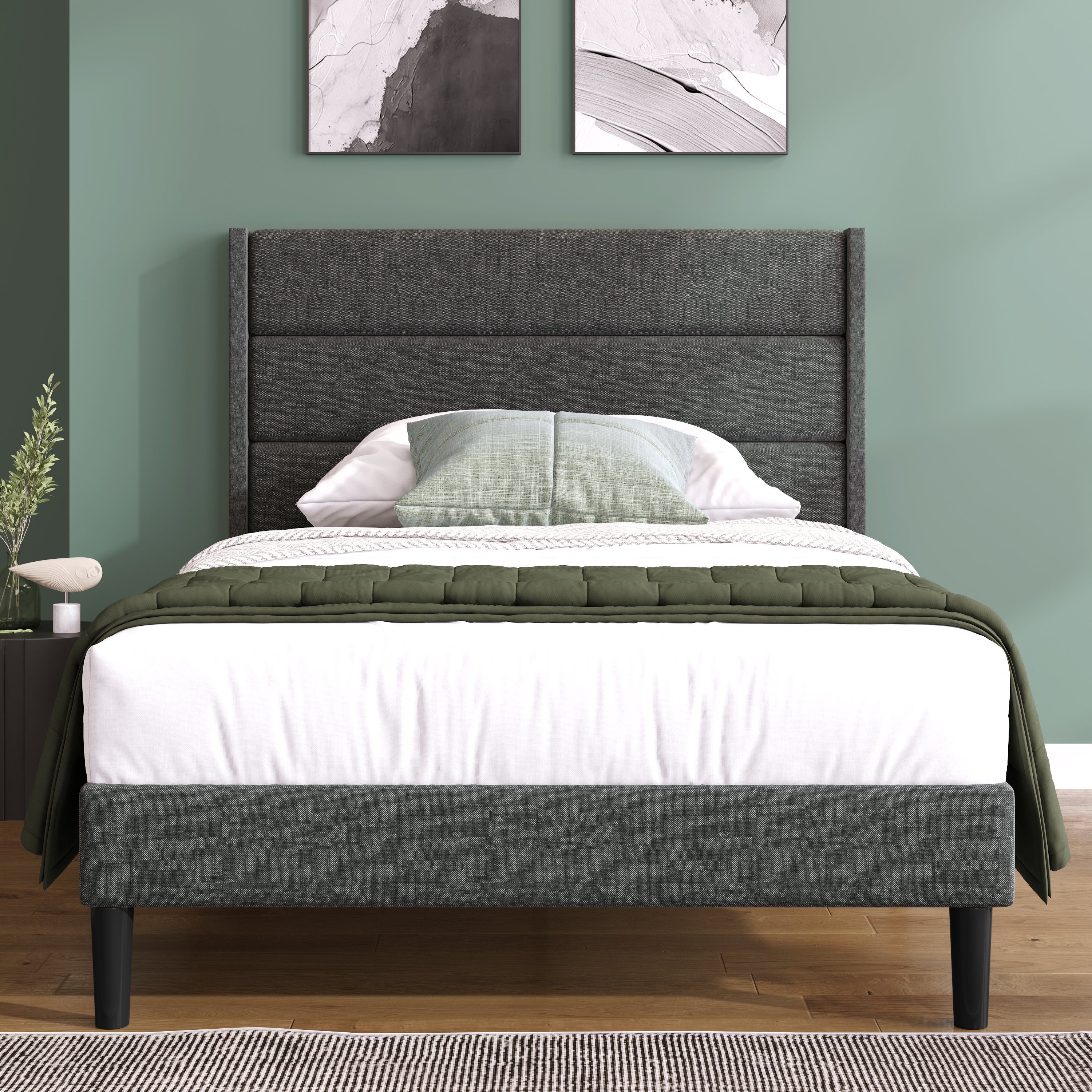 REDOM Polsterbett Doppelbett (140x200cm oder 90x200cm, Bettgestell mit Lattenrost & Kopfteil gepolstertes Bett)