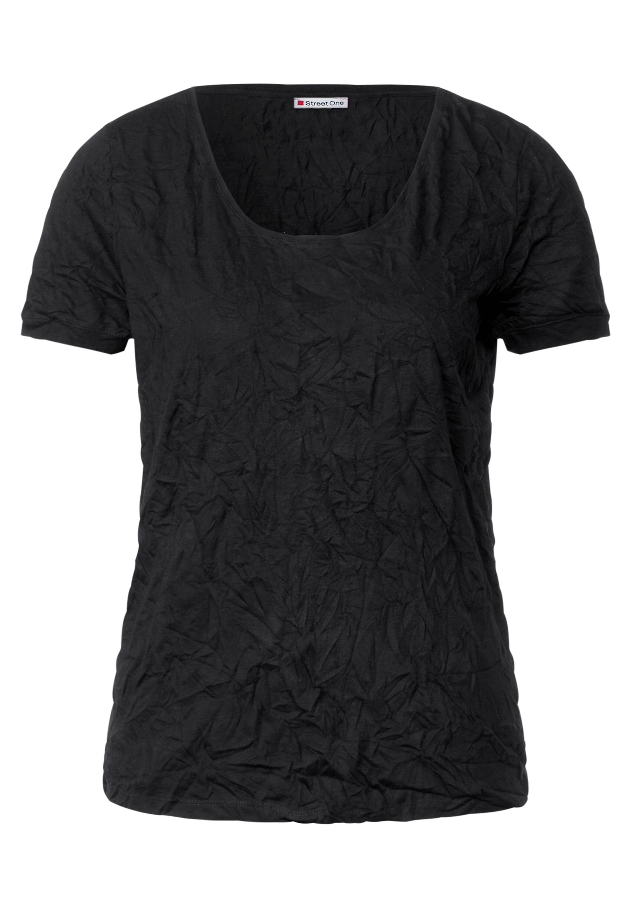 STREET ONE T-Shirt aus softem Black Materialmix