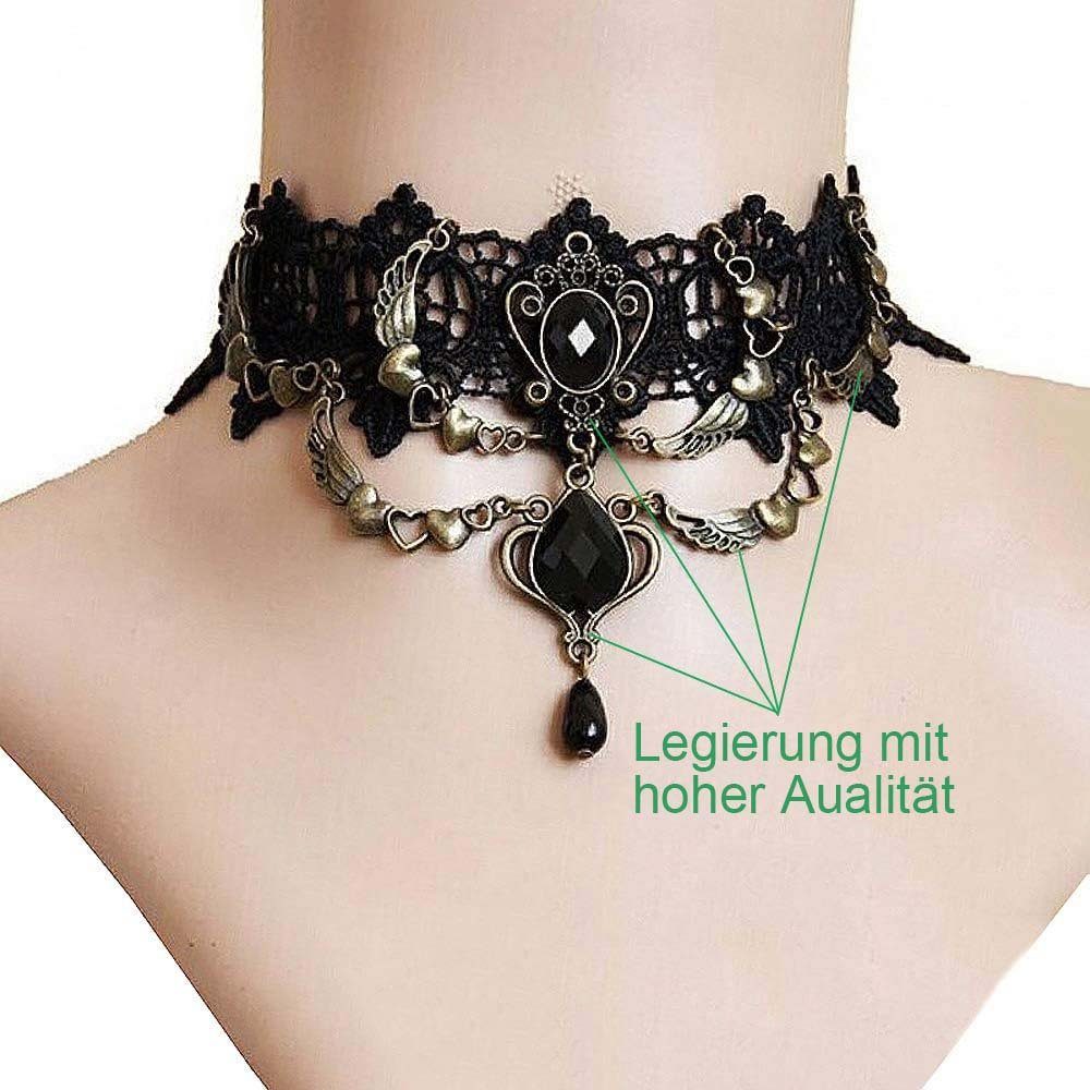 Set für passend Choker WaKuKa von Gothic Armband (3-tlg) 3-teiligen Halloween Halskette