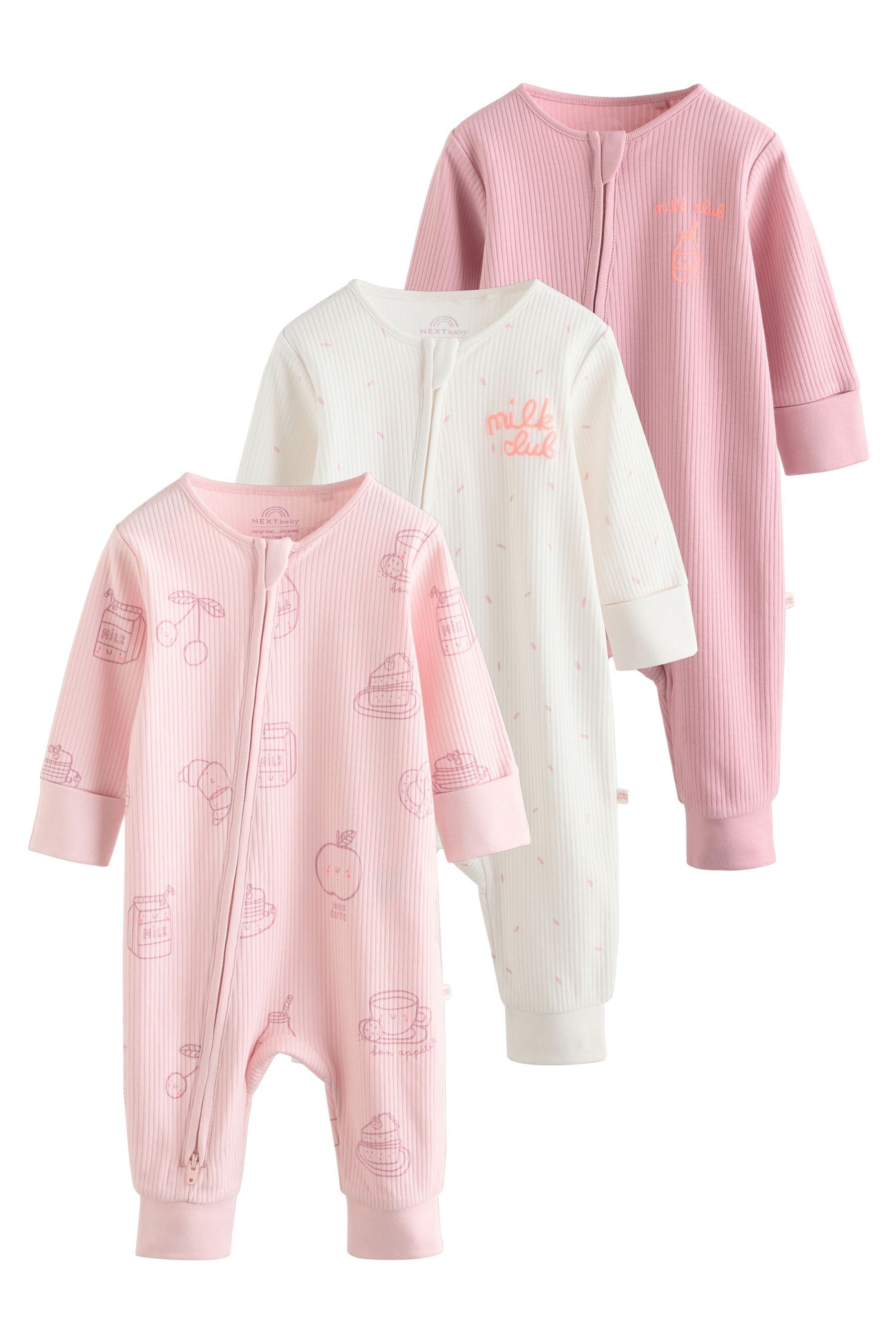 Next Schlafoverall Babyschlafanzüge mit Zweiwege-RV, 3er-Pack (3-tlg)