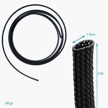 Intirilife Kabelkanal (1-St), Kabelschlauch selbstschließend gewebt 10 - 27 mm Länge 3 Meter