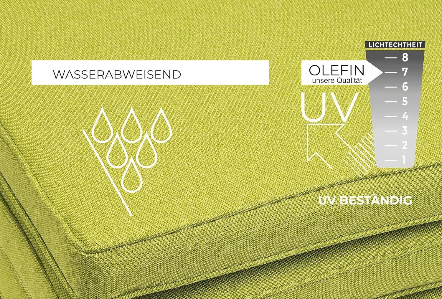 sunnypillow Stuhlkissen 4er Set Stuhlkissen wasserdicht UV-lichtecht BALI, 4er Set 40x40x5cm Grün