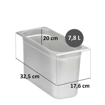Mahlzeit Thermobehälter GN Behälter 1/3, Höhe 200 mm, Edelstahl Gastronomiebehälter, Edelstahl, geeignet für Chafing Dish