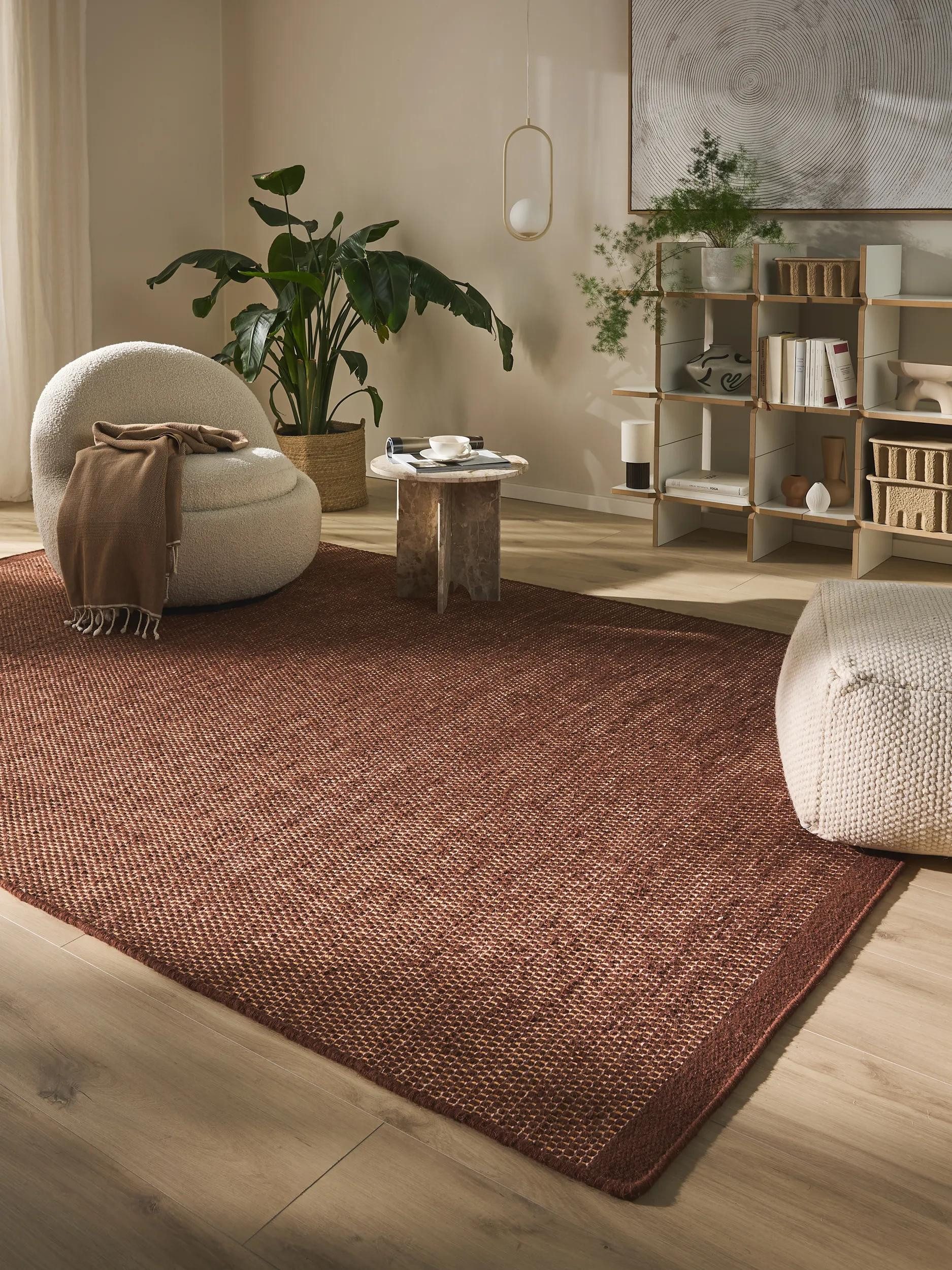 benuta Wollteppich Rocco, rechteckig, Höhe: 5 mm, Teppich Wohnzimmer, Schlafzimmer, Esszimmer, Flur, Kunstfaser, Cozy
