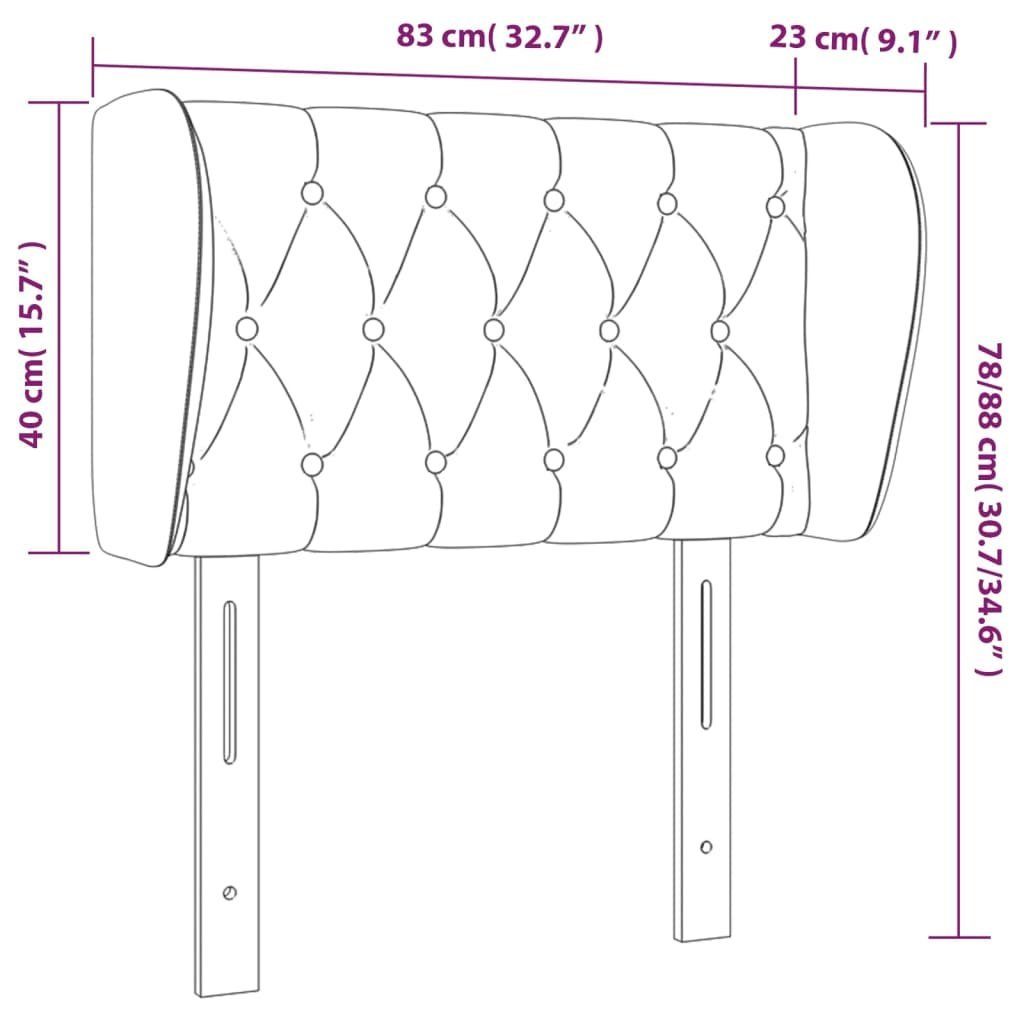 Dunkelgrau cm Samt, mit 83x23x78/88 Kopfteil Ohren Kopfteil vidaXL (1 St)