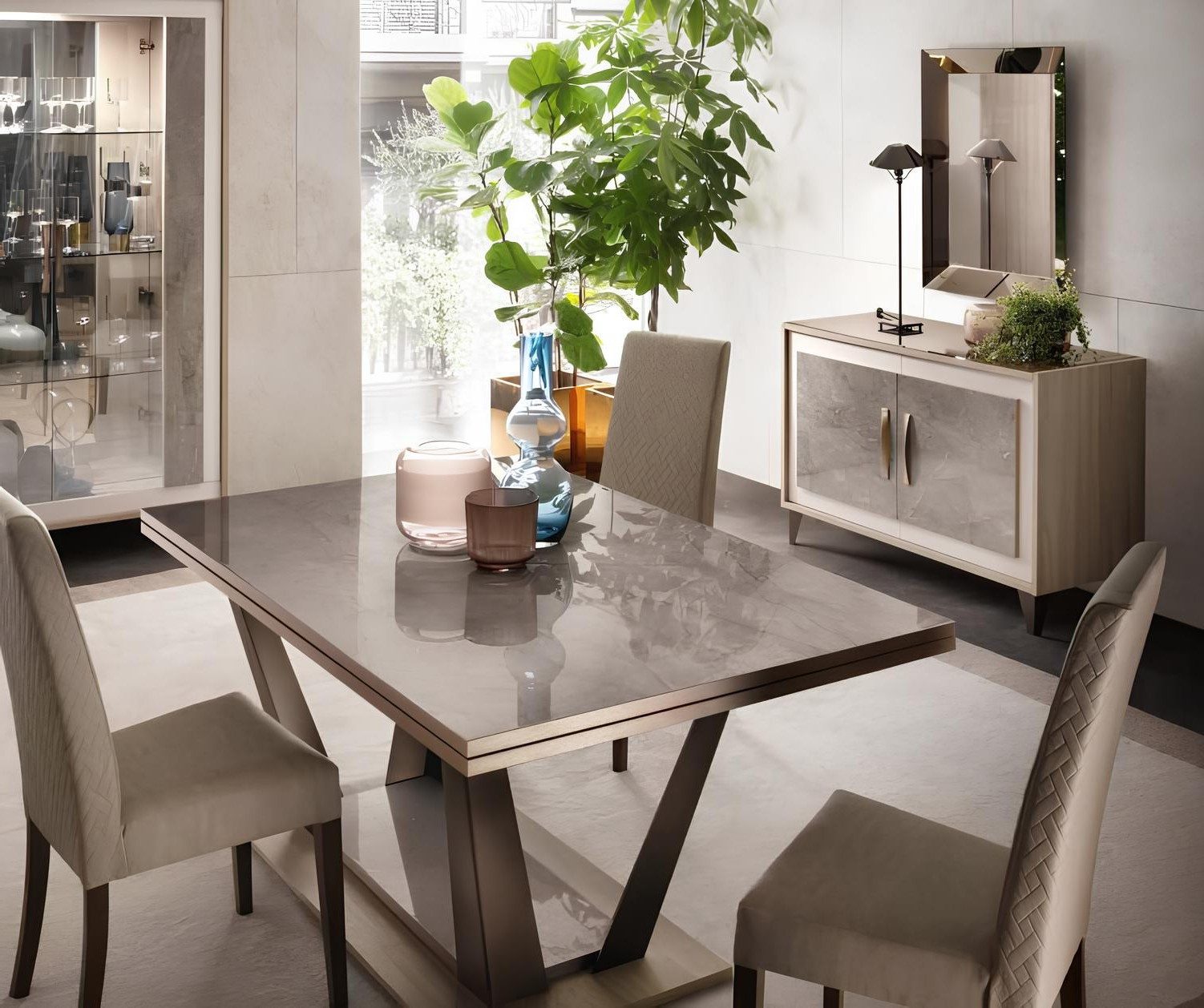 Xlmoebel Essgruppe Esstisch Set mit 4 Stühlen - 5-teilig für Esszimmer, (Essgruppe, 5-tlg., 5-teilig), Made in Europa