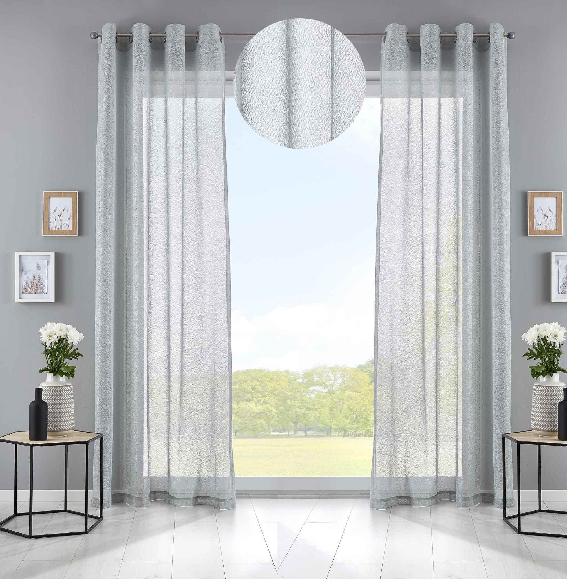 Gardinenbox Gardine (2 St), Ösen, transparent, 2er Set einfarbig transparent Netzvorhang Netzoptik 202220353-2