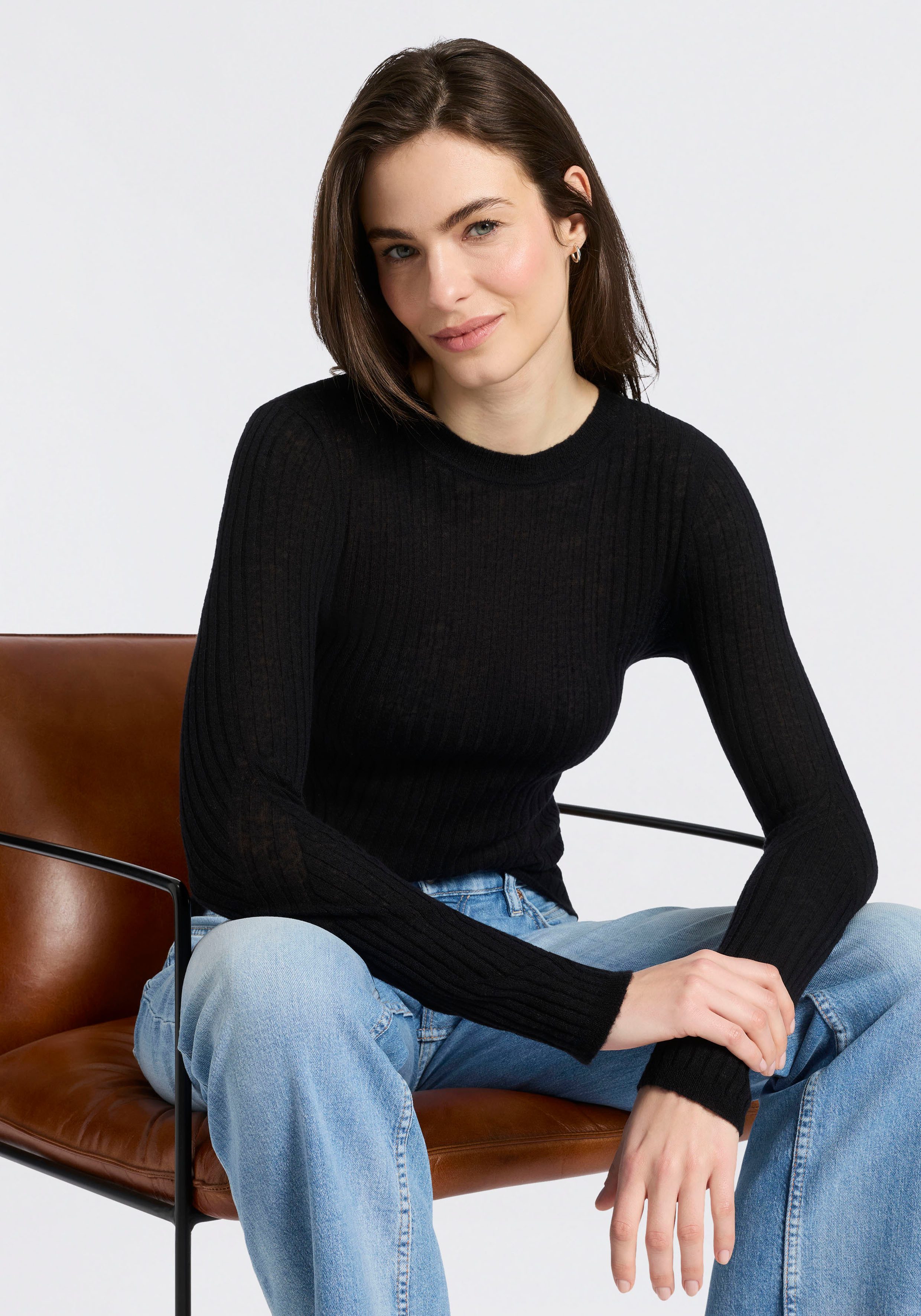 BOSS ORANGE Rundhalspullover Fennoni Premium Damenmode Schurwoll-Mix, slim fit