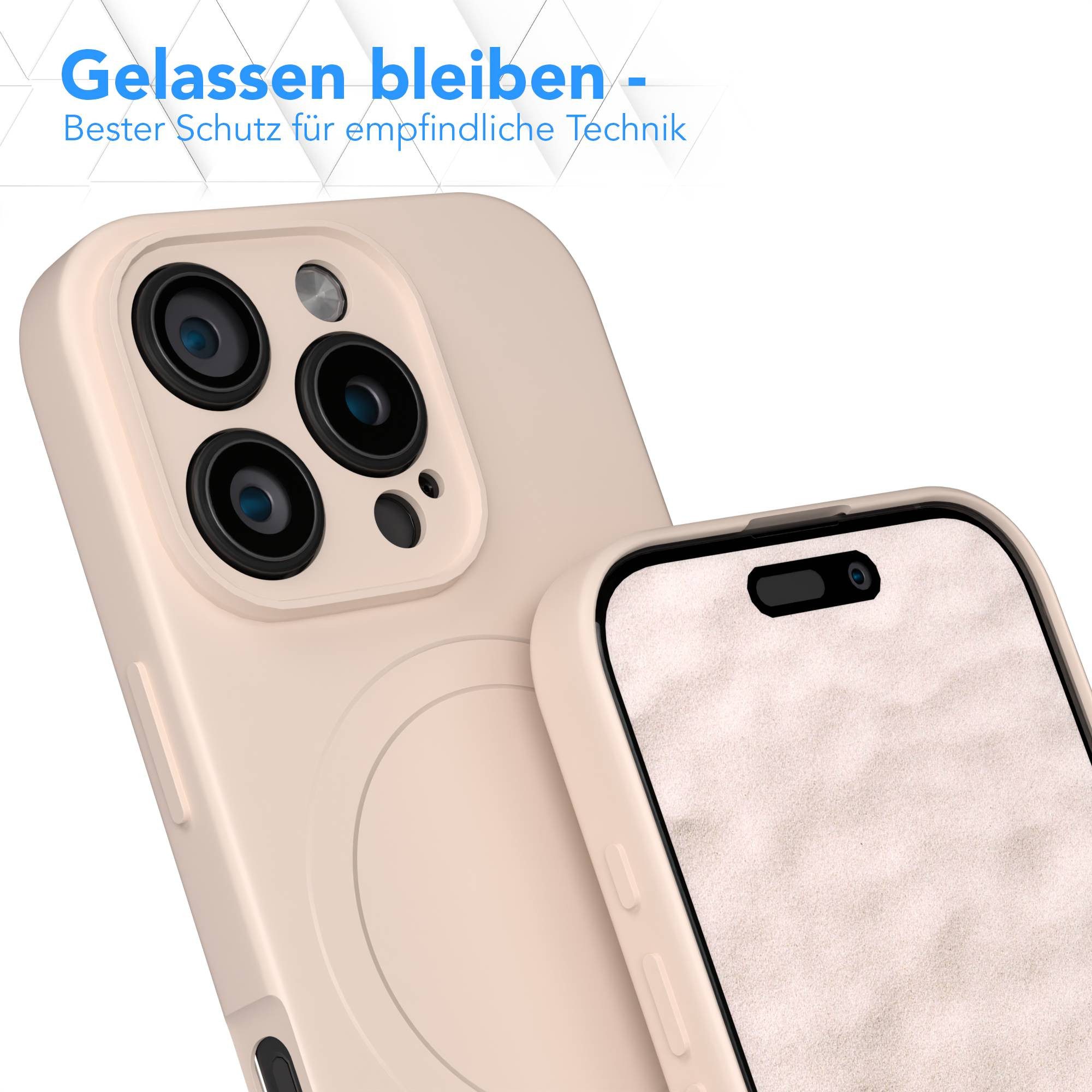 EAZY CASE Handyhülle für Apple iPhone 16 Pro Hülle Silikon 6,3 Zoll, Schutzcase mit MagSafe Slimcover Silikonschutzhülle elastisch Taupe – Bild 4 von 5