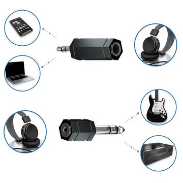 deleyCON deleyCON 2x Audio Klinke Adapter 3,5mm Klinken Adapter + 6,3mm Notebook-Adapter