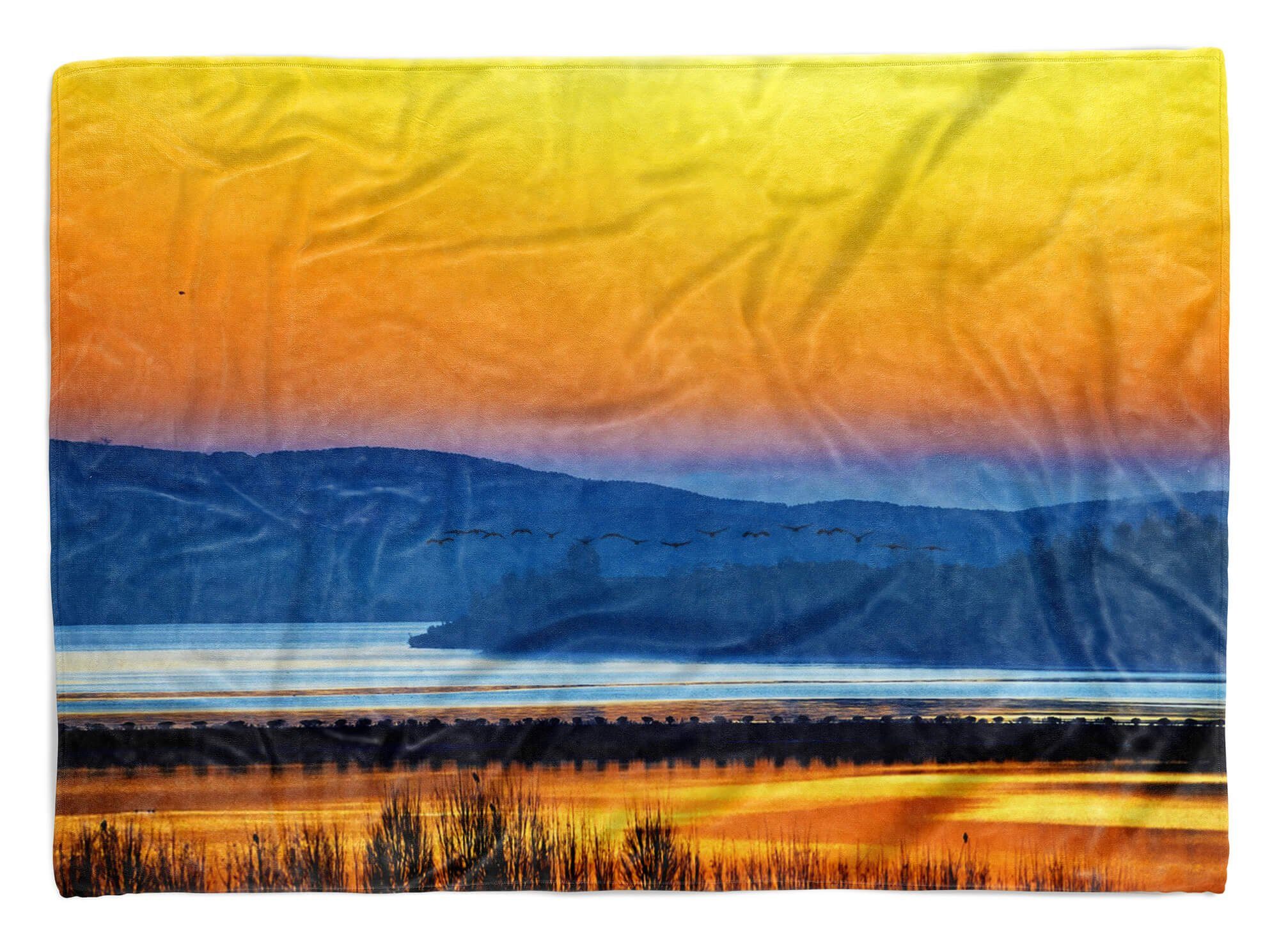 Sinus Art Handtuch (1-St), Handtücher Berge Baumwolle-Polyester-Mix Abendröte Kuscheldecke Strandhandtuch Landschaft mit Fotomotiv S, Saunatuch Handtuch