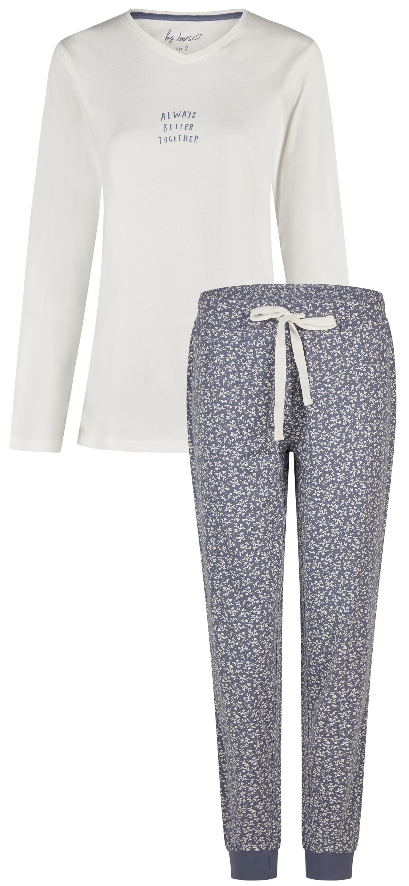 By Louise Schlafanzug Sweet Dreams (Set, 2 tlg., 2-teilig) Damen Pyjama lang Langarm Bündchen Baumwolle