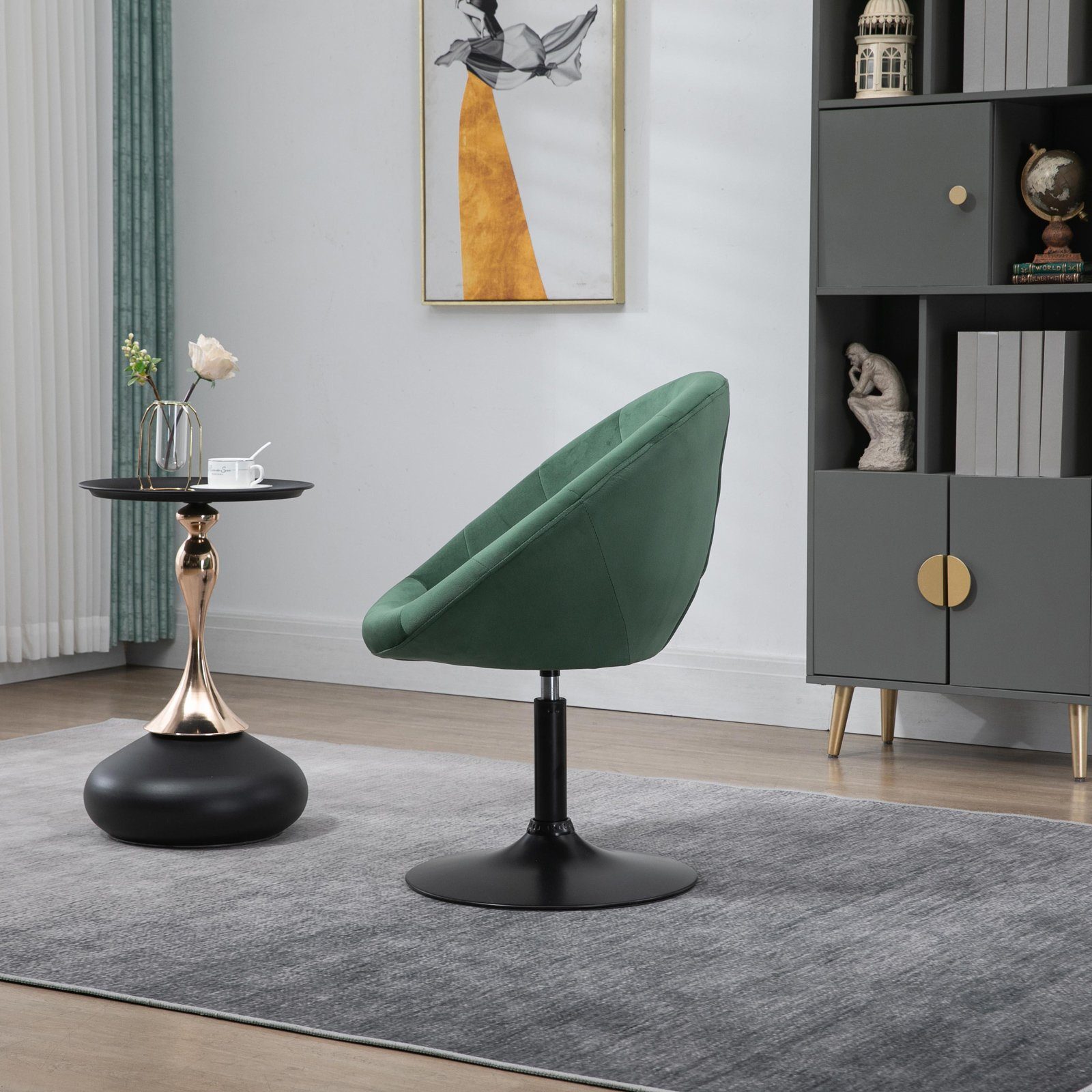 SVITA Chesterfield-Sessel HAVANNA, Cocktailsessel, Loungesessel, höhenverstellbar, Samtbezug, Dunkelgrün – Bild 4 von 5