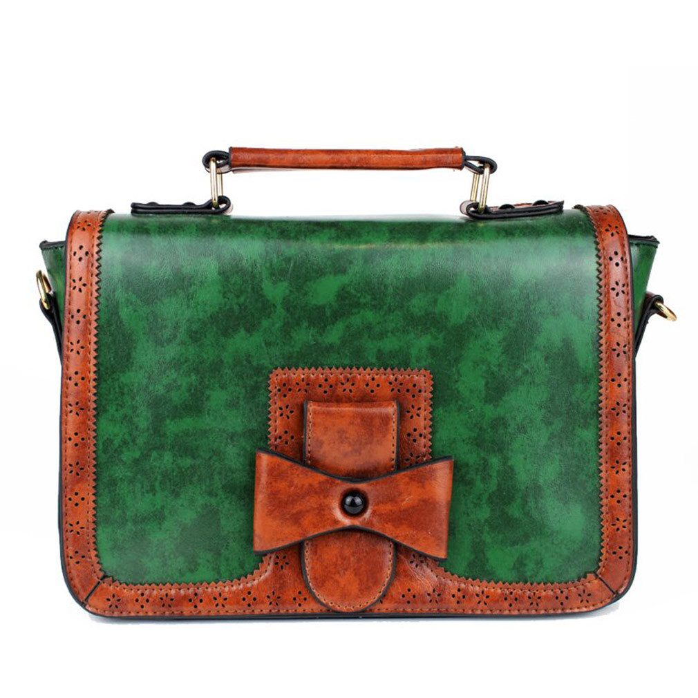 Banned Schultertasche Scandal Bow Grün, Verstellbarer Schultergurt Schleife Retro Crossbody Bag