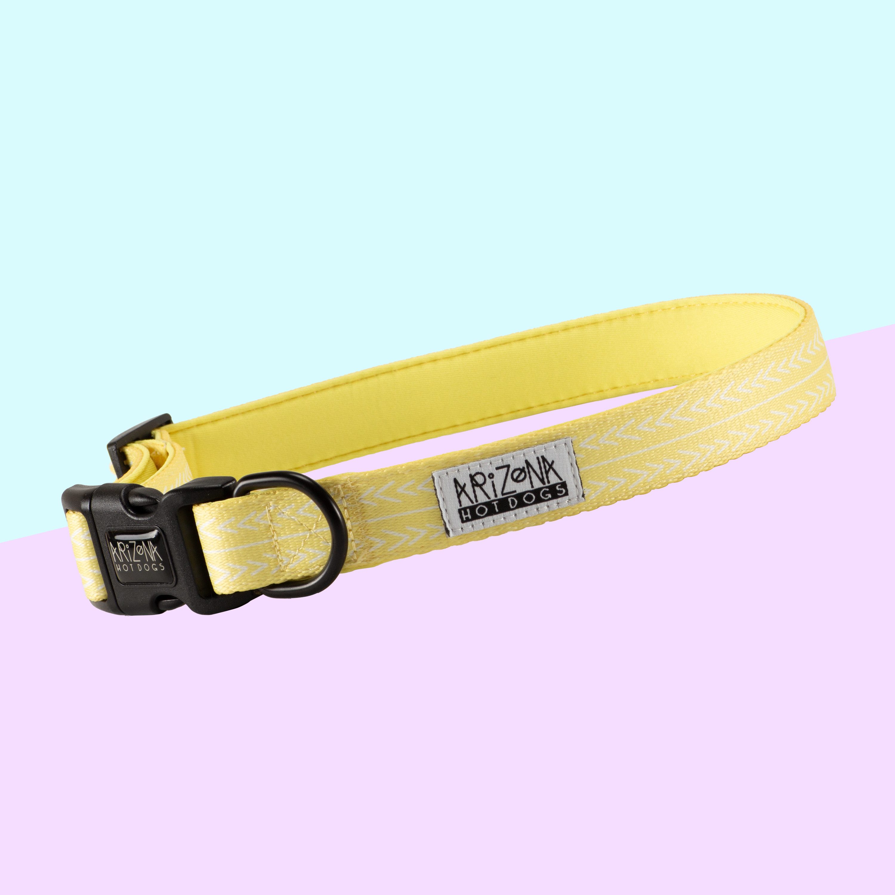 ARIZONA HOT DOGS Hunde-Halsband Nylon & Neopren, Arizona Hotdogs Lemon Gelb, L