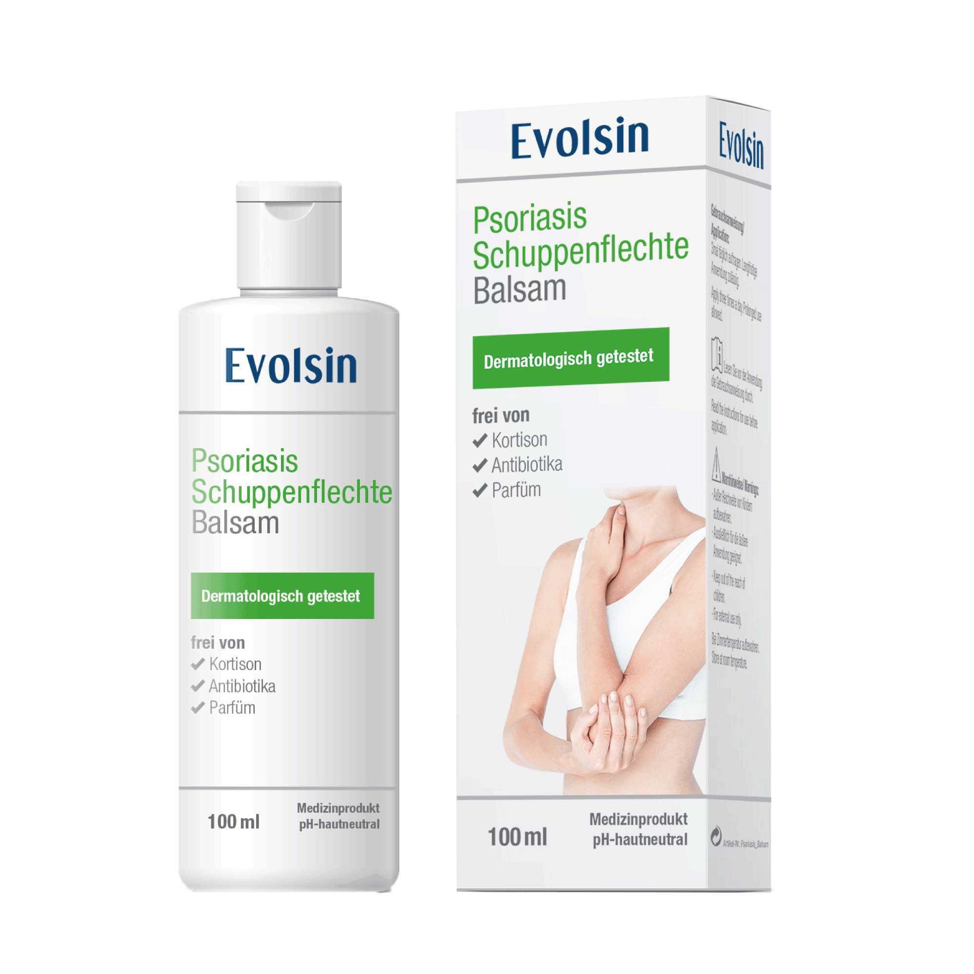 Evolsin Hautcreme Psoriasis Schuppenflechte Balsam - OHNE Kortison, Zertifiziertes Medizinprodukt mit patentierter Wirkweise