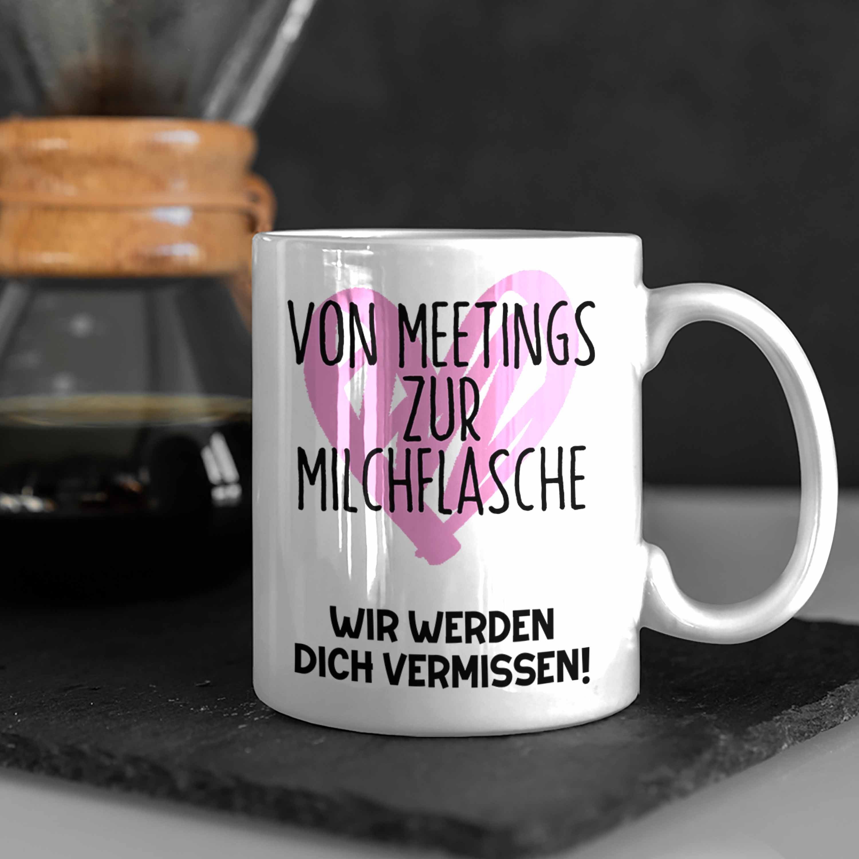 Trendation Tasse Weiss Geschenk Mama Mutterschutz Abschieds Kollegin Abschied Werdende Tasse