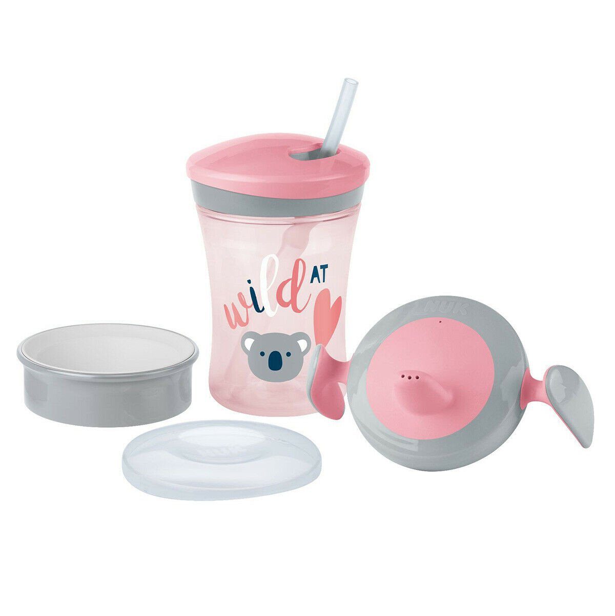 NUK Babyflasche NUK 3-in-1 Trinklernset Trainer Cup 6M Magic Cup,Action Cup Rosa