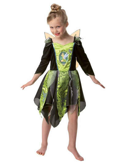 Rubie´s Kostüm Disney's Tinkerbell Halloween Kostüm für Kinder, Halloween geht auch als Fee: giftgrün-schwarzes Fransenkleid der Disney-Fee