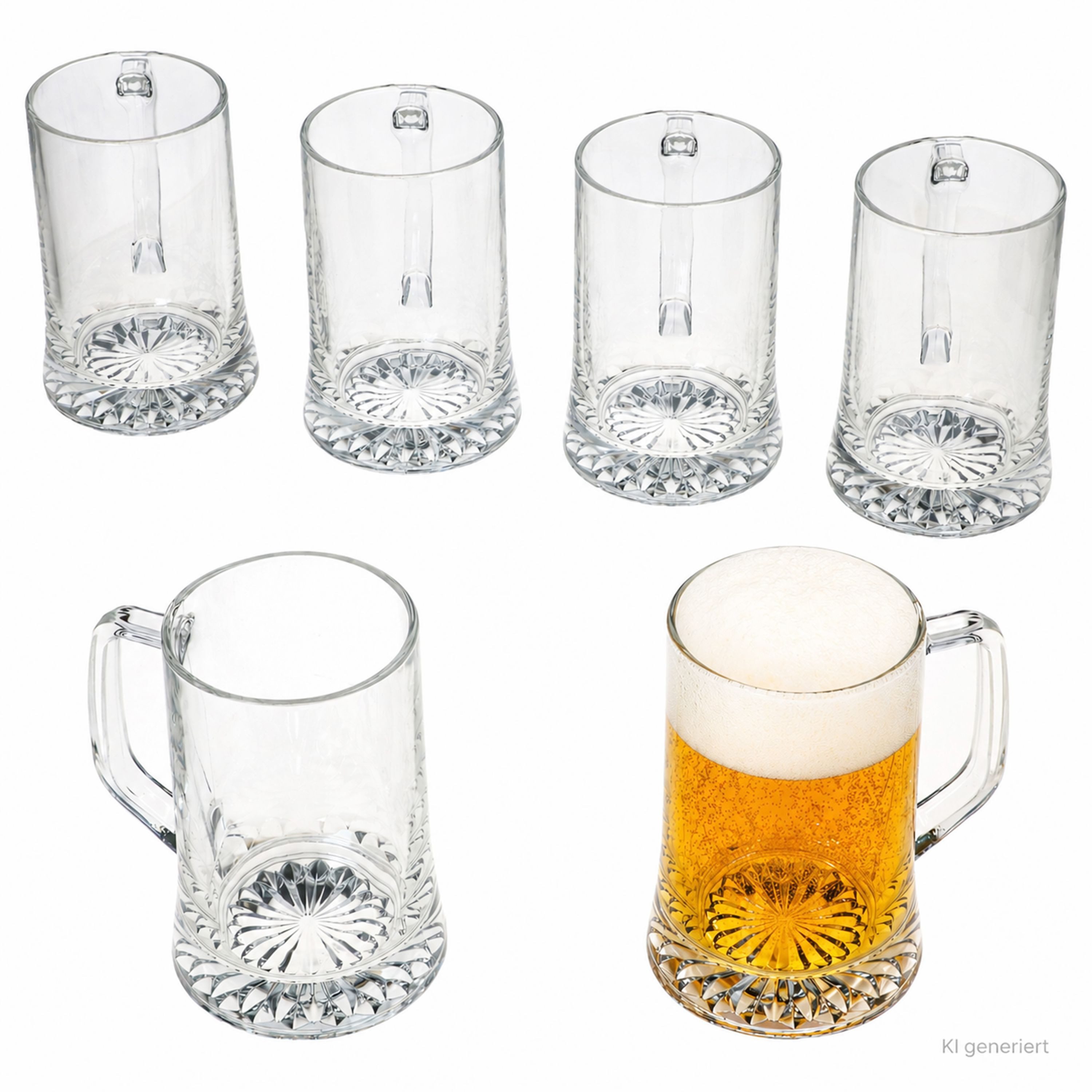 MamboCat Bierglas 6x Akki Bierkrug 0,5L mit Sternboden & Henkel Bierseidel 500ml Glas, Glas