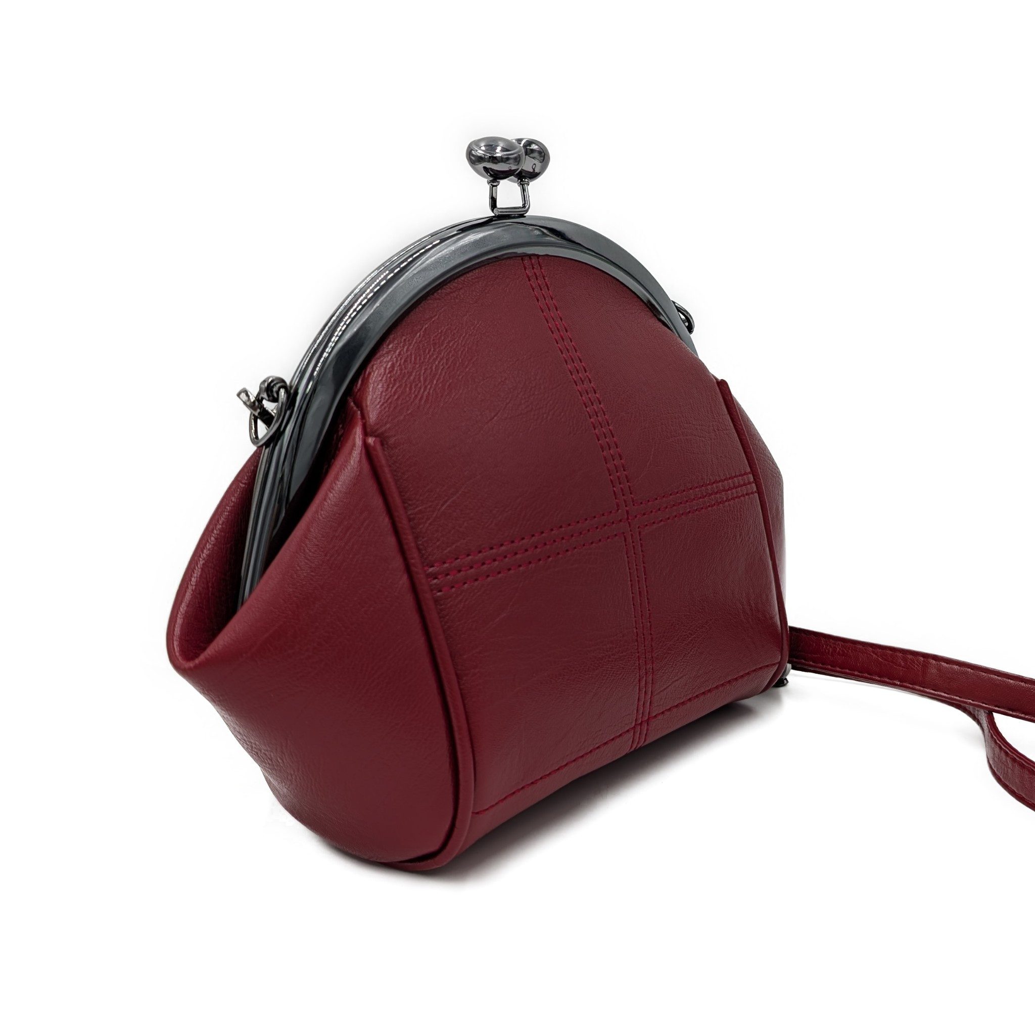 Mera Vellon Handtasche Damen Schultertasche "Varela" Umhängetasche mit Clipverschluss, Veganes Leder mit praktischem Clipverschluss