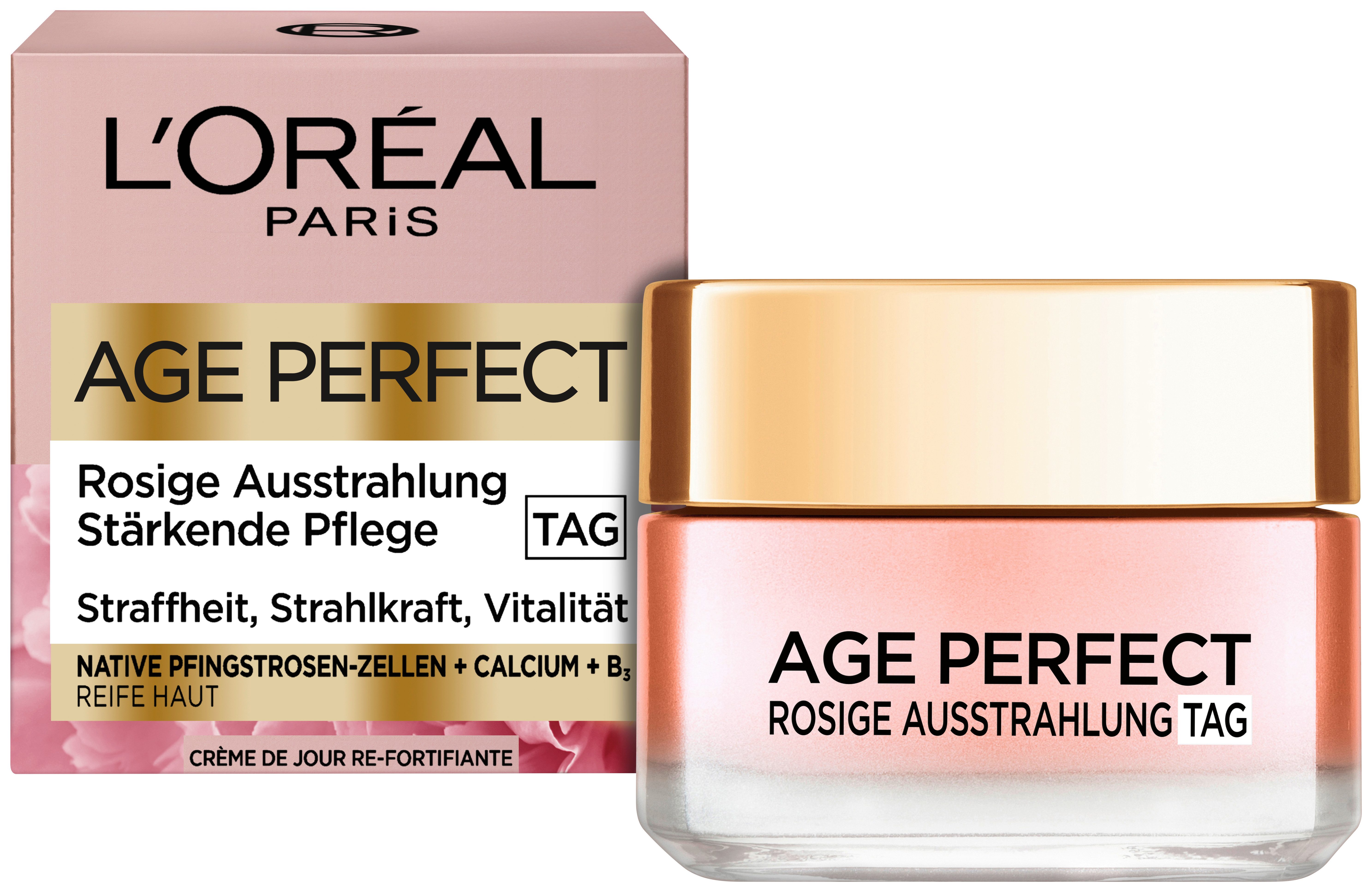 L'ORÉAL PARIS Feuchtigkeitscreme Age Perfect Golden Age Rosé-Tagespflege, für reife Haut, mit Calcium und Vitamin B3, strafft die Haut