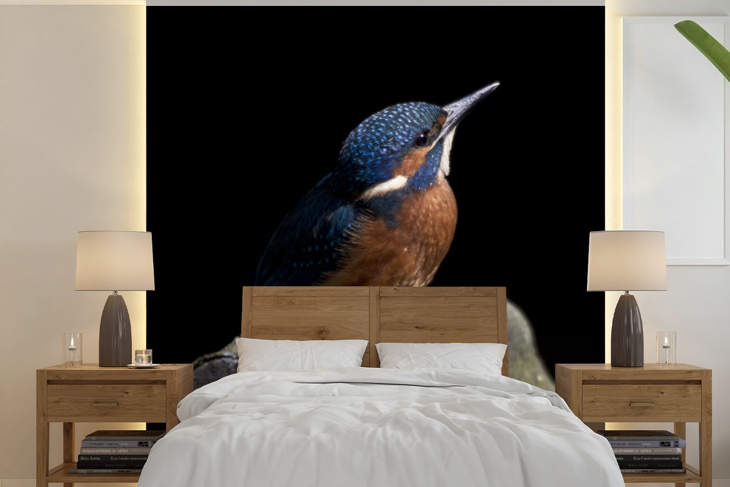 MuchoWow Fototapete Eisvogel - Federn - Vogel, Matt, bedruckt, (5 St), Vinyl Tapete für Wohnzimmer oder Schlafzimmer, Wandtapete