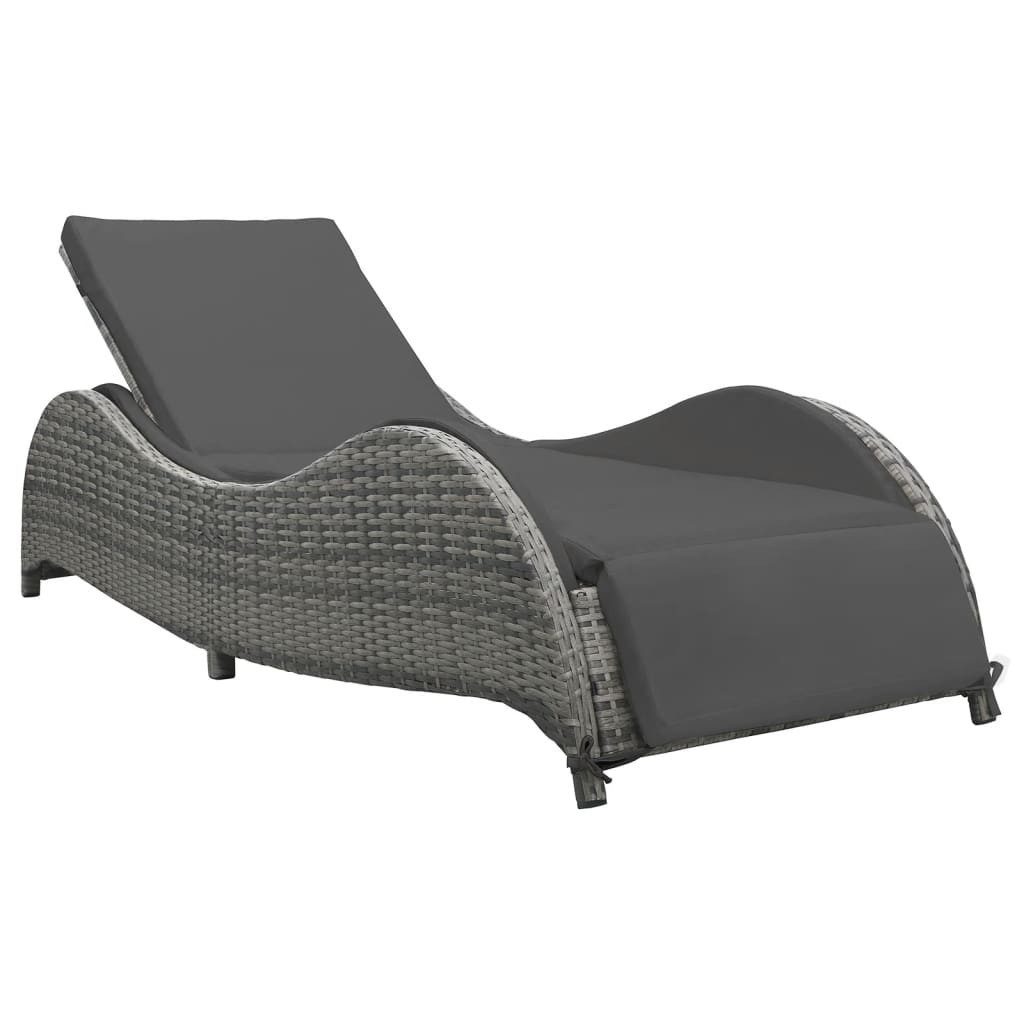 vidaXL Gartenliege 200 x 73 x 45 cm Sonnenliege mit Auflage Polyrattan Anthrazit Gartenli