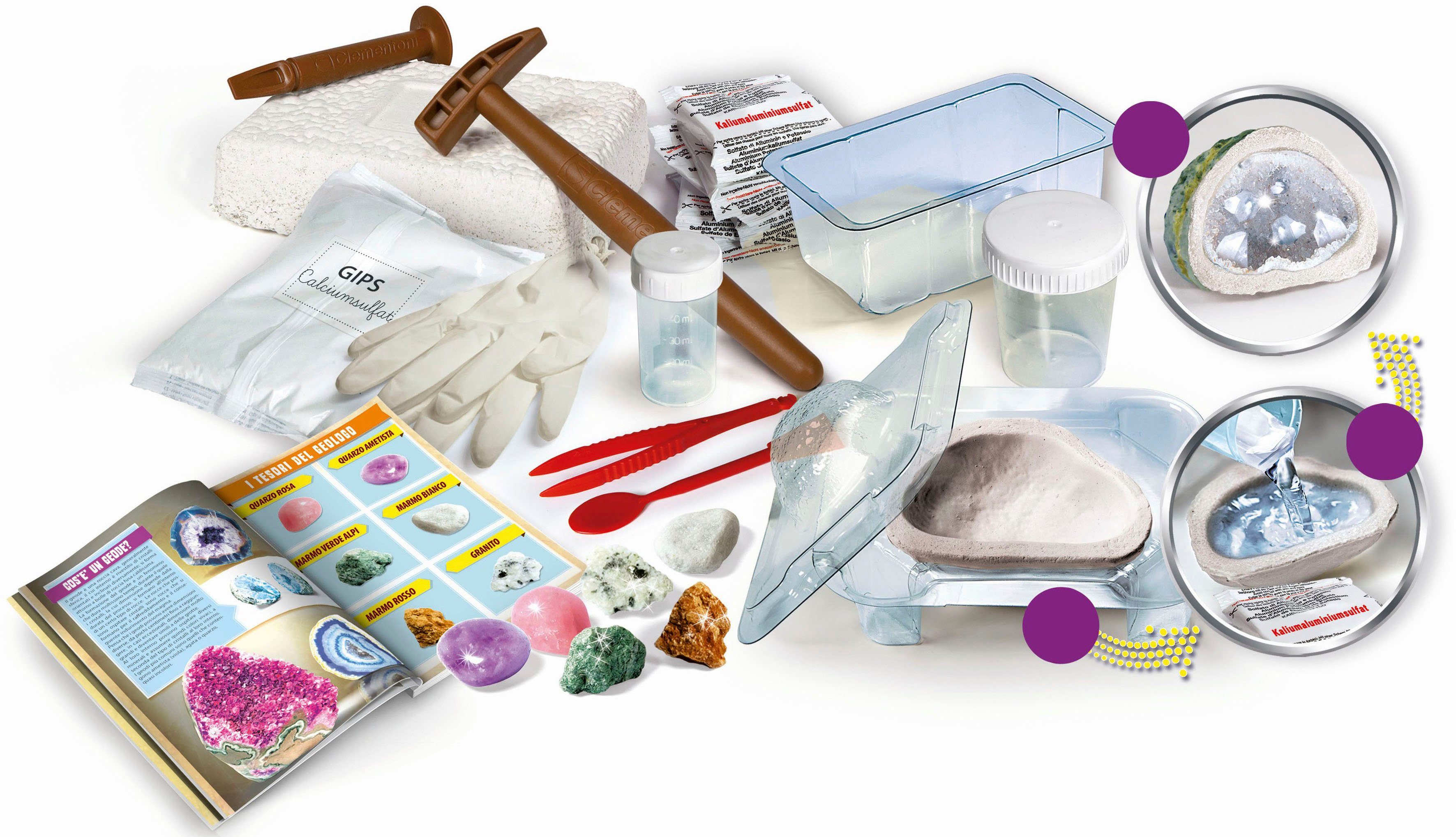 Clementoni® Experimentierkasten Galileo, Mineralogie und Kristalle, Made in Europe