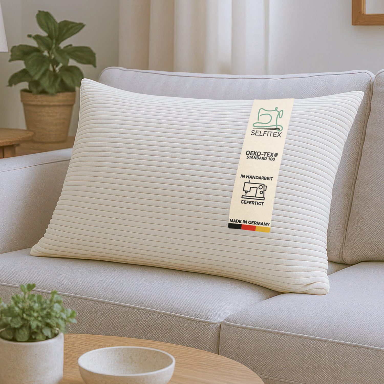 Selfitex Dekokissen 60 x 80 cm inkl. Füllkissen, Sofakissen, versch. Stoffe zur Auswahl, für Couch, Sofa und Bett