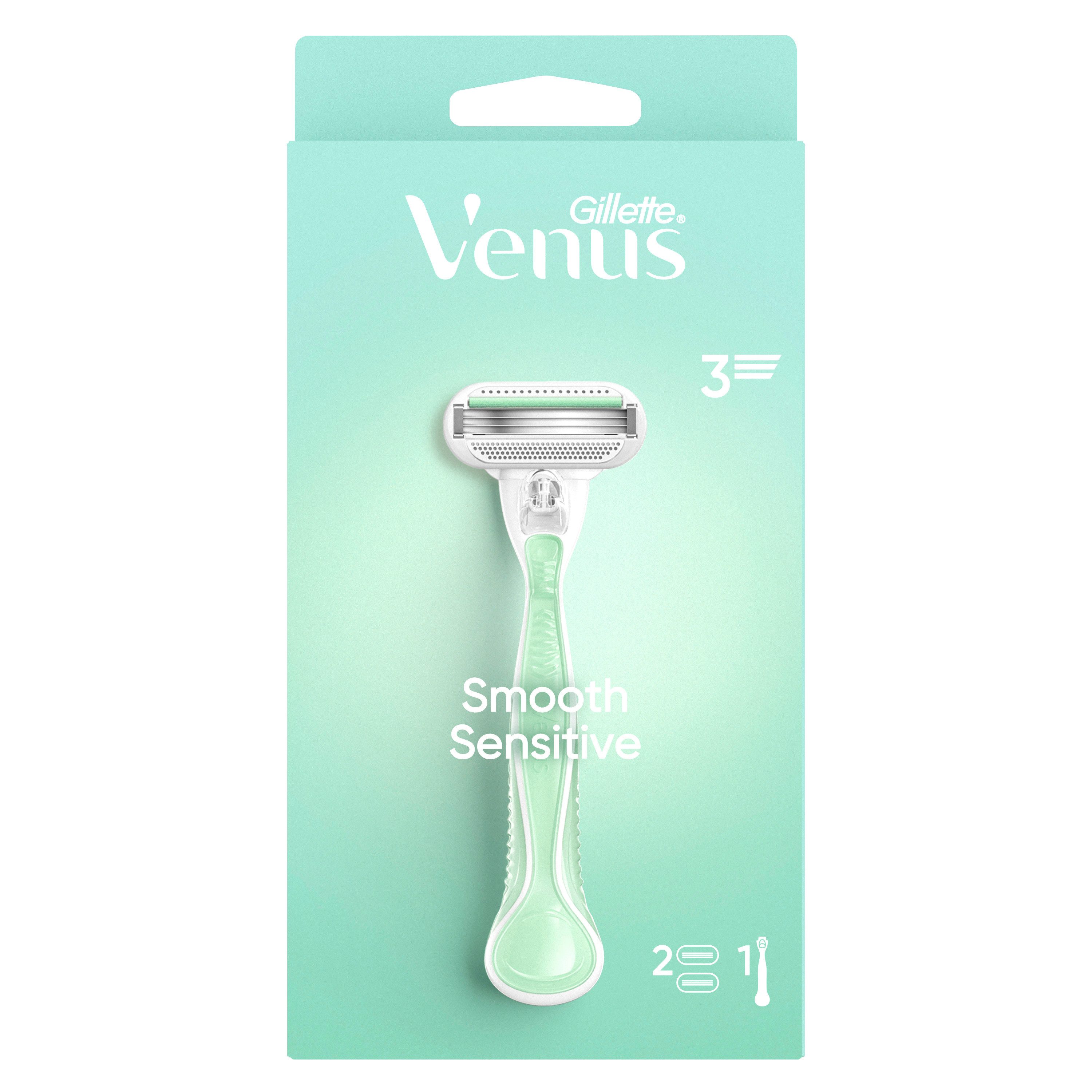 Gillette Venus Nassrasierer Smooth Sensitive + 2 Ersatzklingen