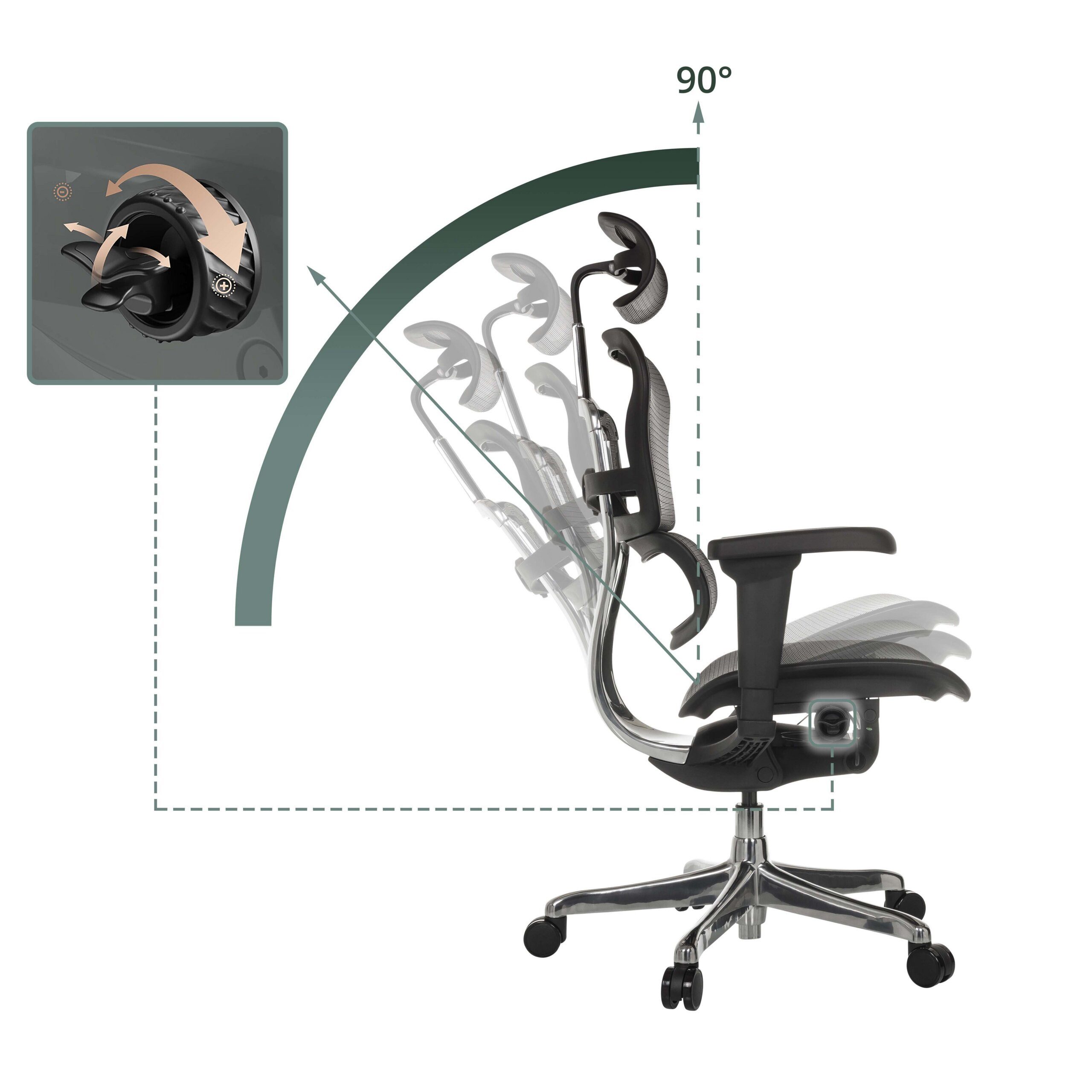 hjh OFFICE Drehstuhl Luxus Chefsessel Ergohuman Ultra Gen2 Netzstoff (1 St), Profi Bürostuhl Schreibtischstuhl ergonomisch