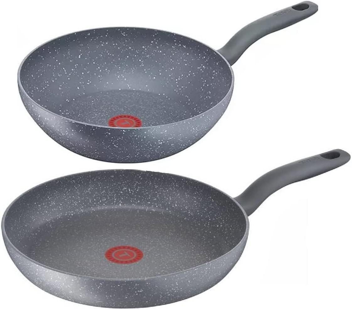 Tefal Pfannen-Set Induktion Wok 28cm & Pfanne 30cm Set, (2-tlg), alle Herdarten, Spülmaschinenfest, Antihaft