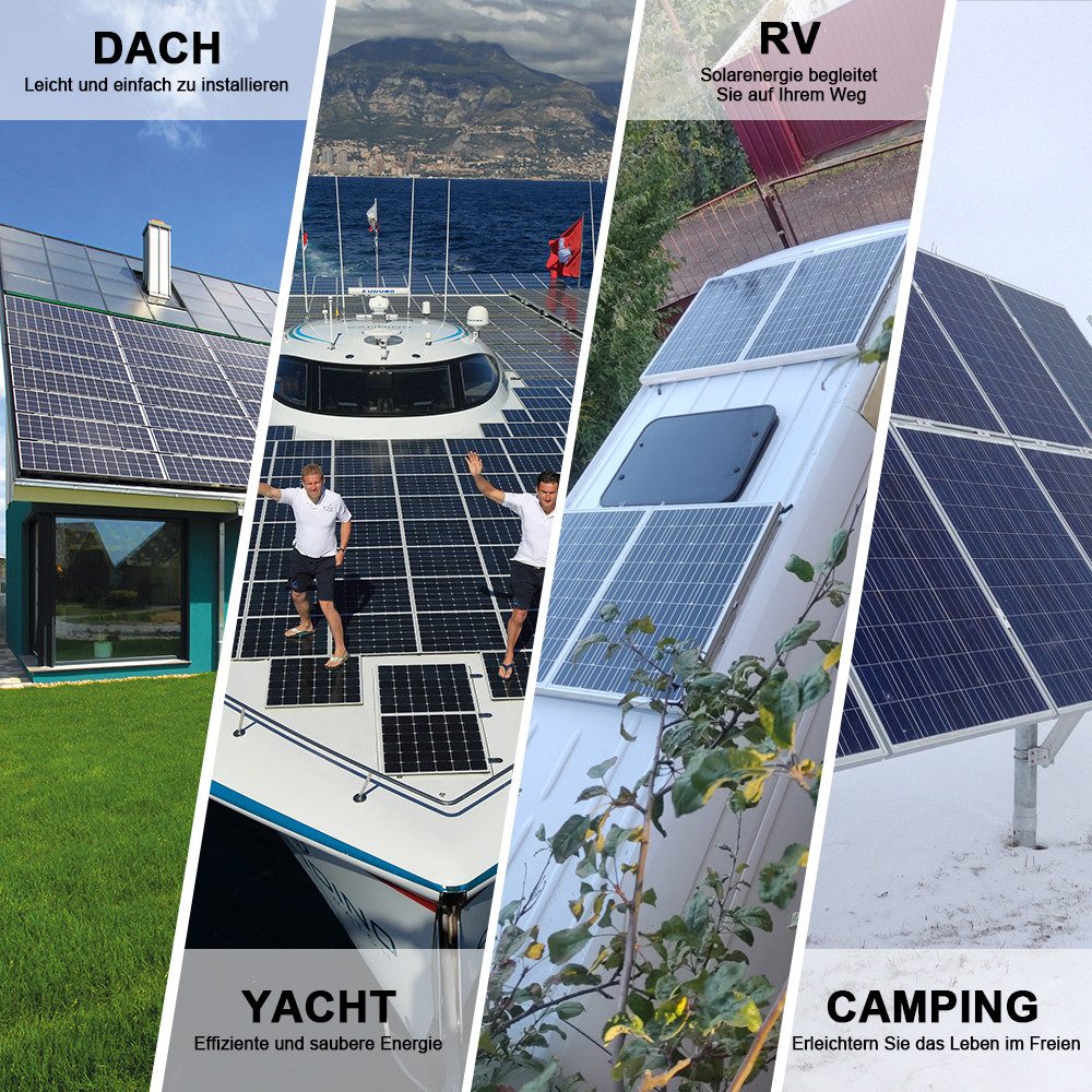 Rhein Beleuchtung Solarmodul 100W Solarpanel 12V – Monokristalline Solarmodule mit Halbzellen, 100 W, Monokristallin, (Set, 1-St., 58×76×3 cm Aluminiumrahmen – ideal für Wohnmobil, Boot & Garten), Hohe Umwandlungseffizienz & IP65 wetterfest – robust & langlebig