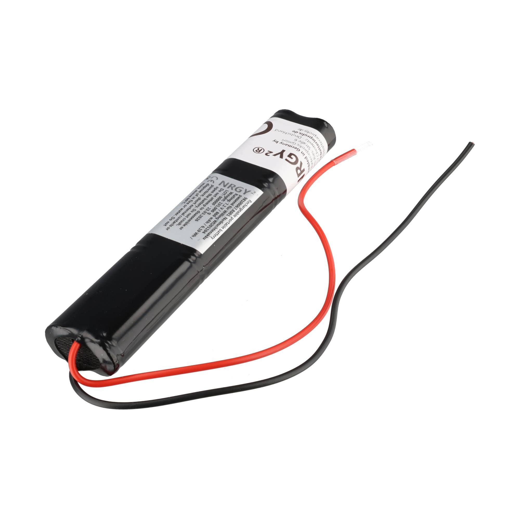 AccuCell Notleuchtenakku NiMH 7,2V 1000mAh L2x3 Mignon AA mit 200mm Kabel eins Akku 860 mAh (7,2 V)