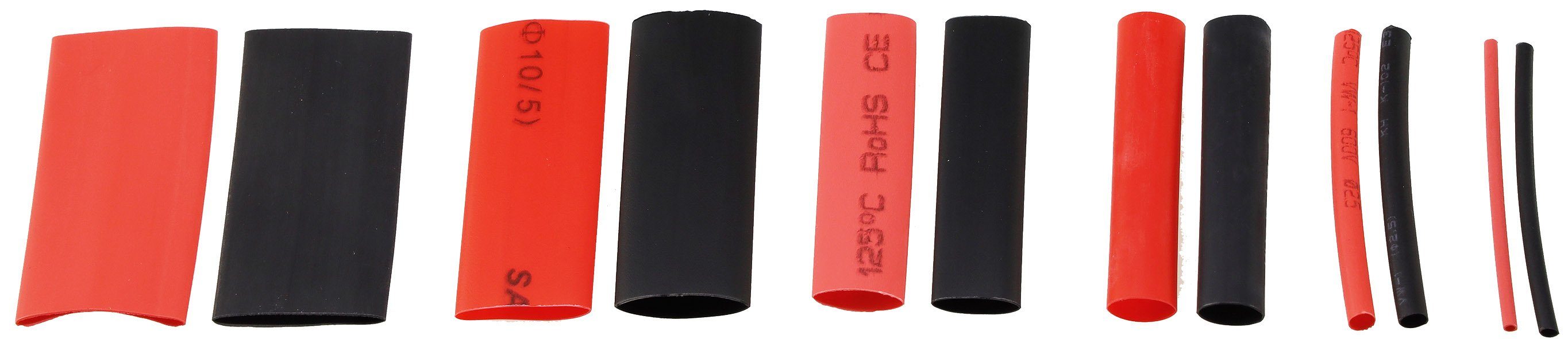 ChiliTec Wärmeschrumpfschlauch Schrumpfschlauch Sortiment 560 teilig schwarz rot 600V, 560-tlg., Schrumpfrate 2:1, Durchschlagfestigkeit: 600V