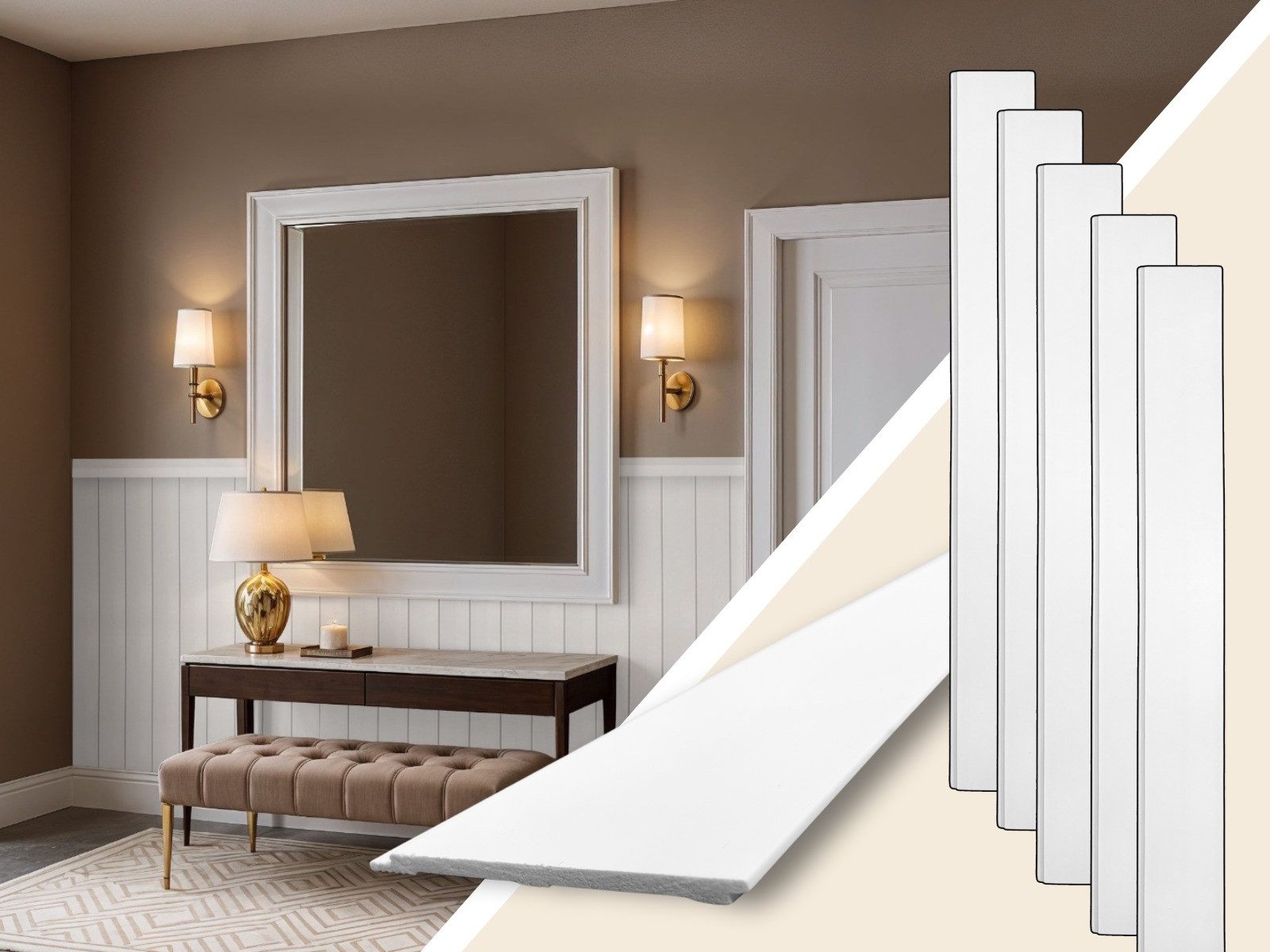 IKHEMalarka Wandpaneel Landhausstil – Boiserie Wandverkleidung Flurdekorati günstig online kaufen