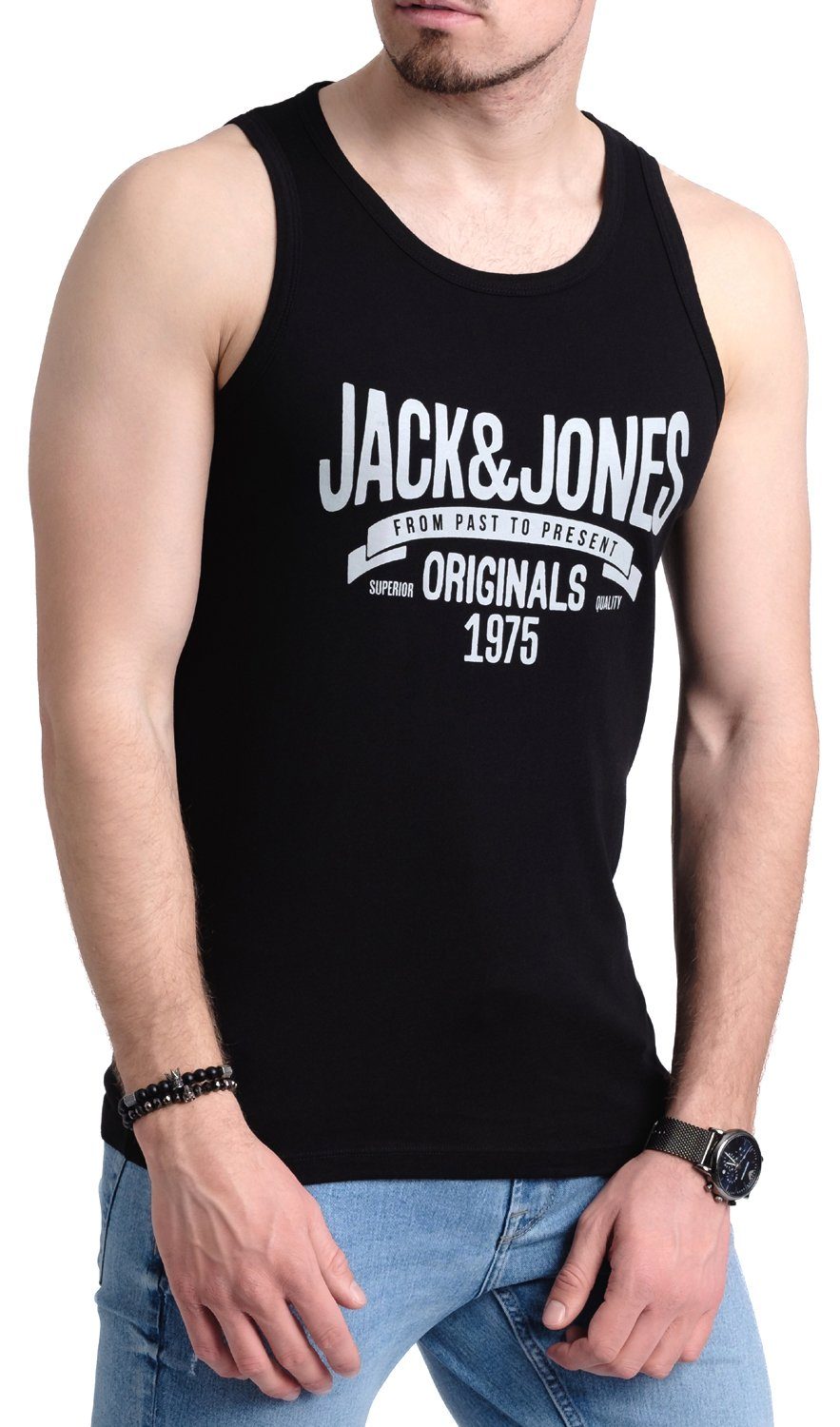 Jack & Jones Tanktop Bedrucktes Shirt aus Baumwolle (2er-Pack) mit Print