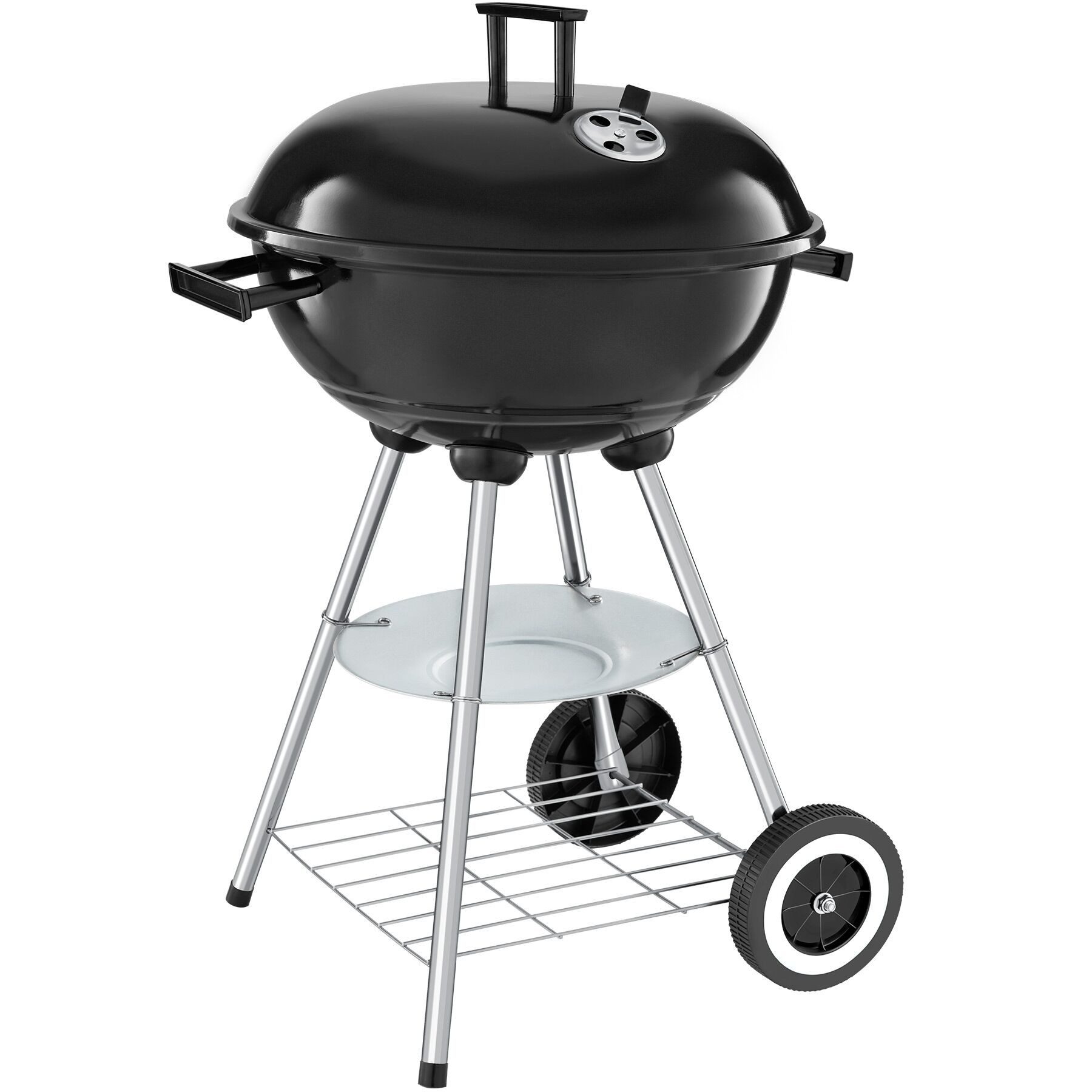 tectake Kugelgrill - großer verchromter Rost & abnehmbare Ascheschale, kugelgrill, in, leichtgängige Räder und regulierbare Luftzufuhr