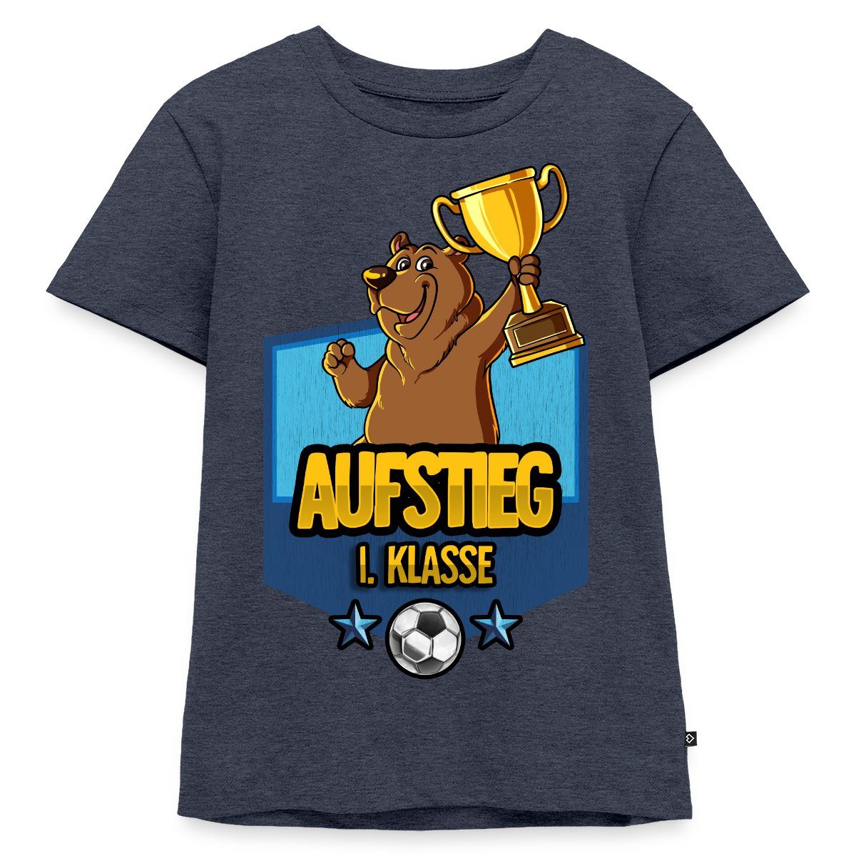 T-Shirt Aufstieg 1. Klasse Schulanfang Fußball Bär Kinder Premium T-Shirt