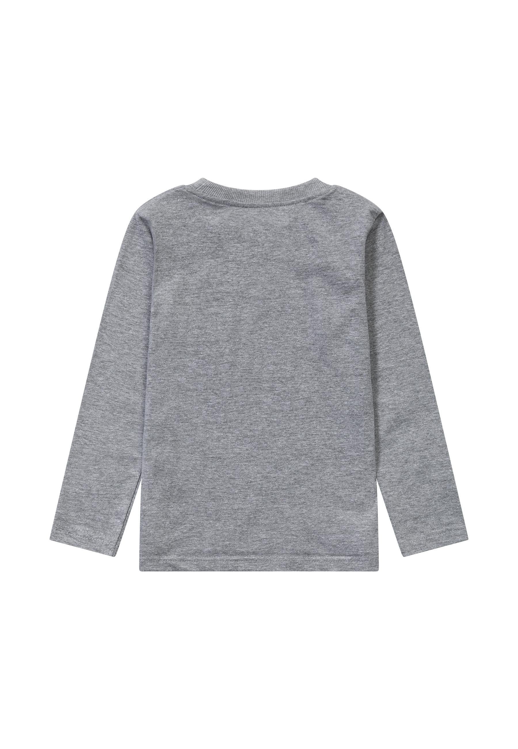 MINOTI Langarm T-Shirt Grau mit Grafikdruck Langarmshirt (1y-8y)